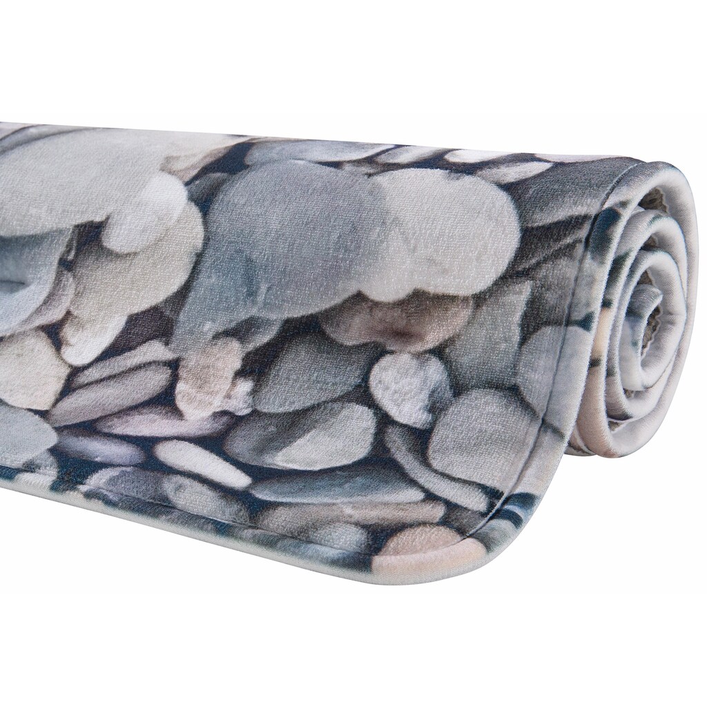 my home Badematte »Steine«, Höhe 14 mm, rutschhemmend beschichtet-Memory Schaum, mit Foto-Motiv, auch als 2 teiliges Badematten Set erhältlich