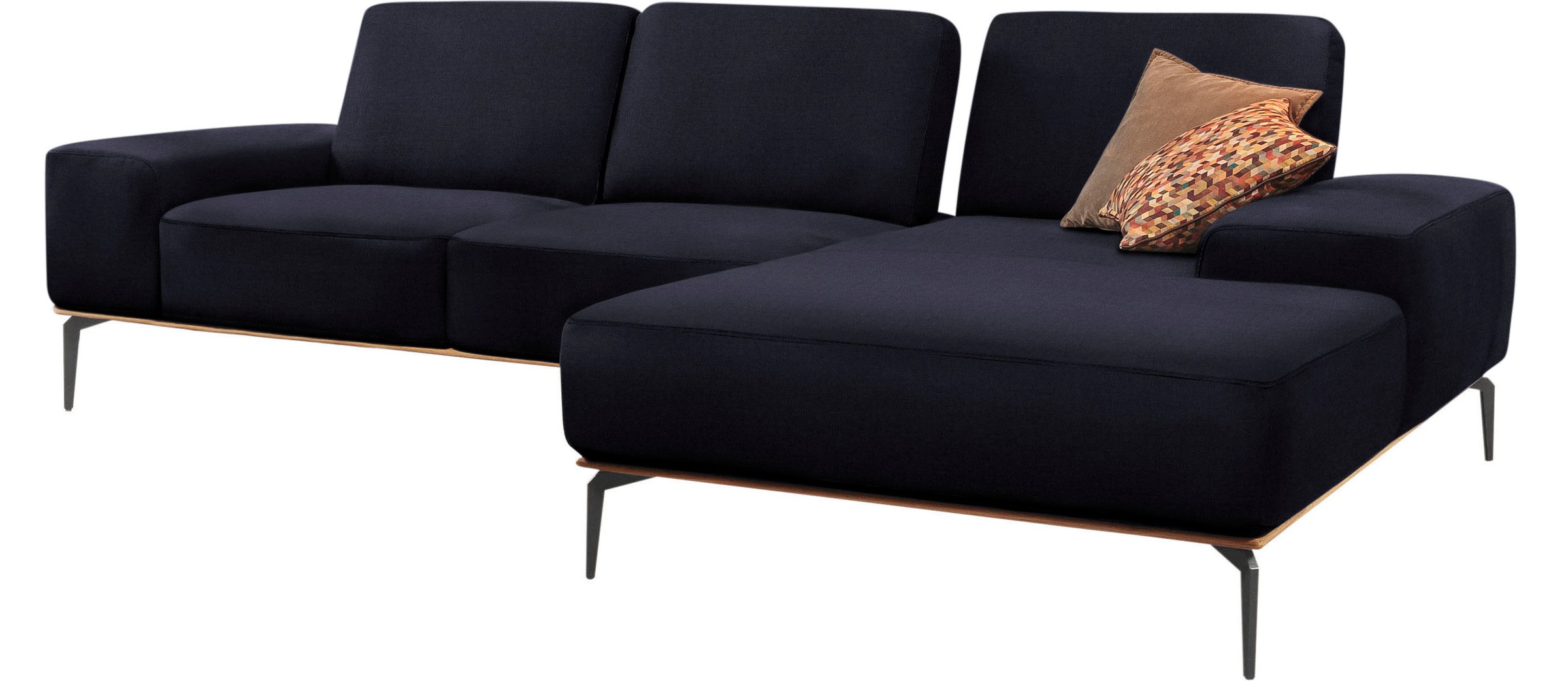 W.SCHILLIG Ecksofa »run, Designsofa mit tollem Sitzkomfort, bequem, L-Form«, mit Holzsockel, Füße in Schwarz pulverbeschichtet, Breite 299 cm