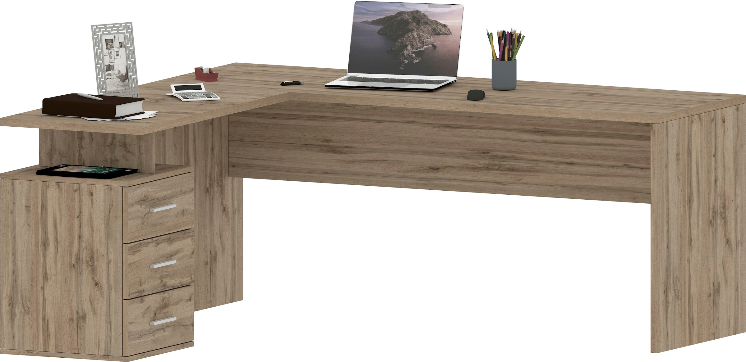 INOSIGN Eckschreibtisch »New Selina«, Schreibtisch, Schubkästen, mit oder ohne Monitoraufsatz, B 180/160 cm