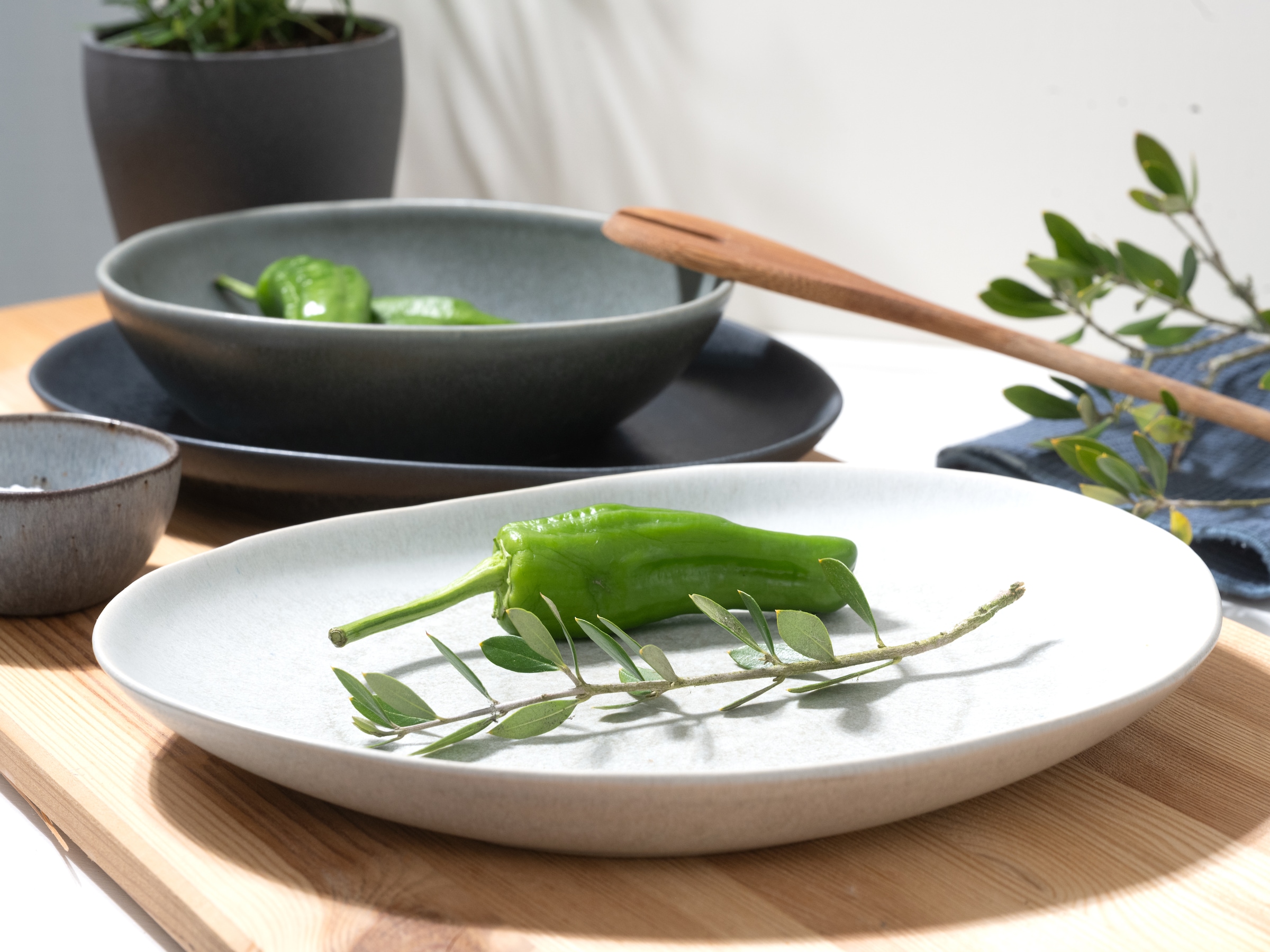 CreaTable Tafelservice »Pietra, Service 8-tlg.« Eleganz, Organische Grundform, Seidenmatte Oberfläche