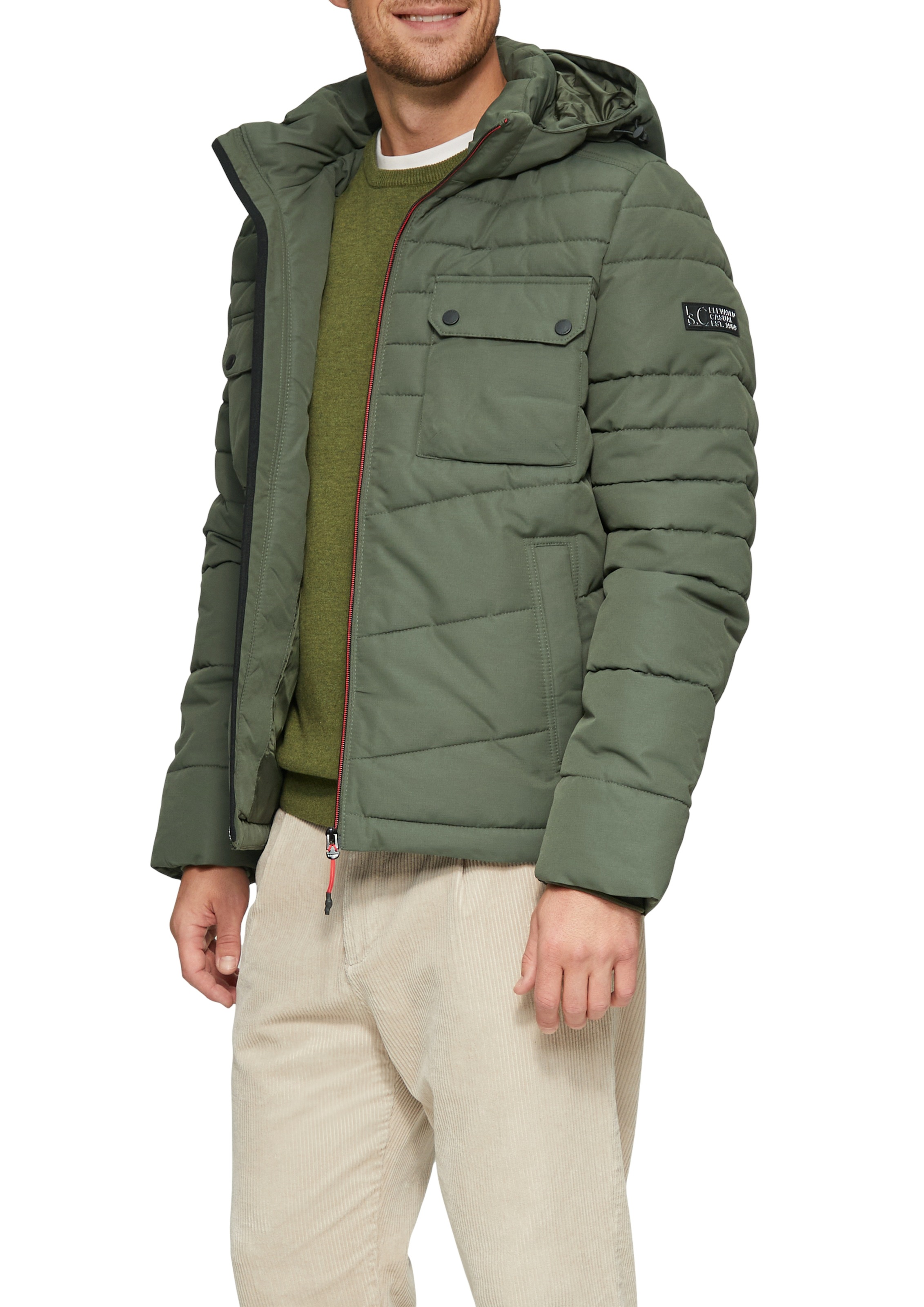 S.OLIVER Steppjacke mit Kapuze mit Kapuze dark khaki XL XL Winterjacke für Herren von s.OLIVER