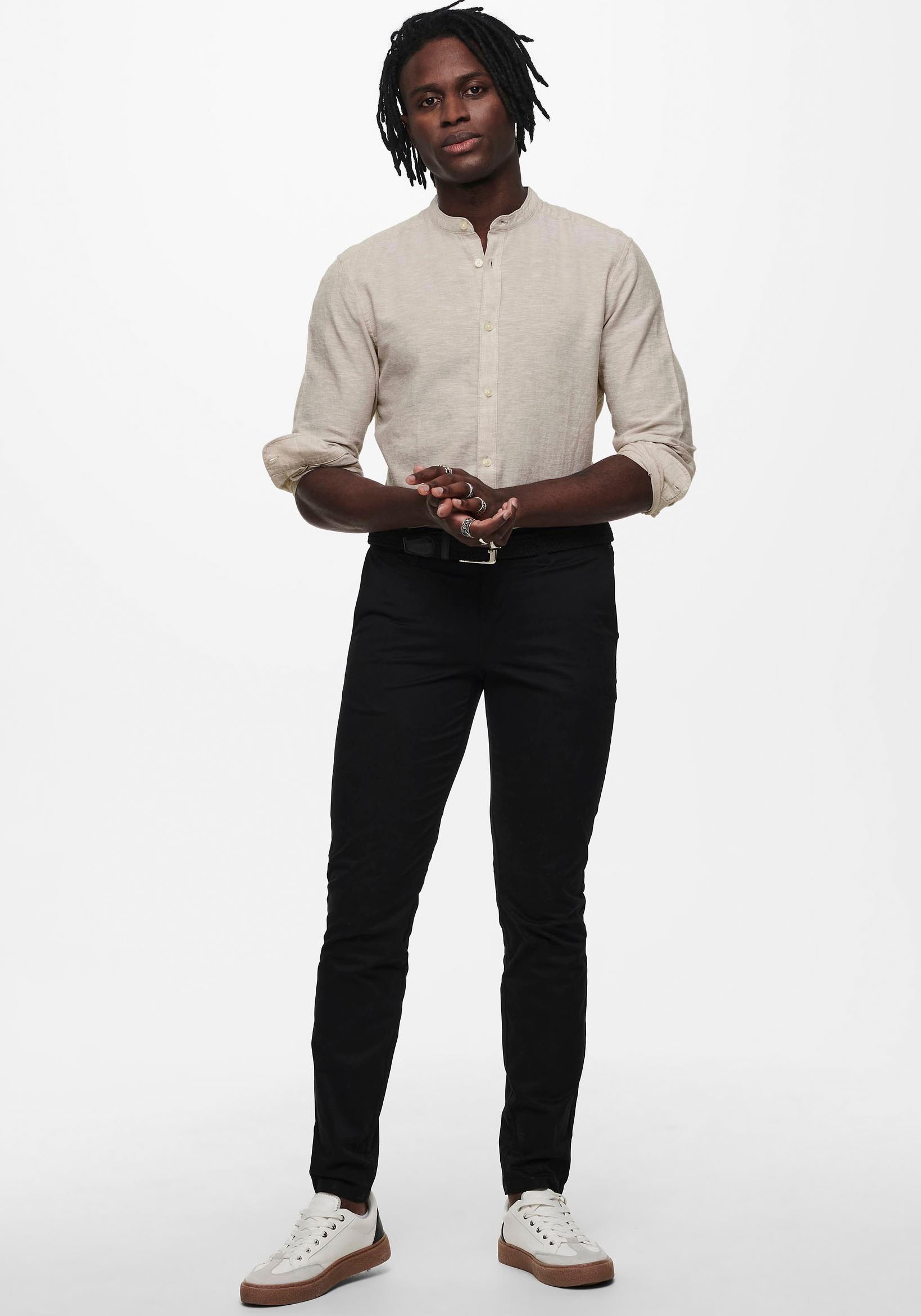 ONLY & SONS Langarmhemd »ONSCAIDEN LS SOLID LINEN MAO SHIRT NOOS«