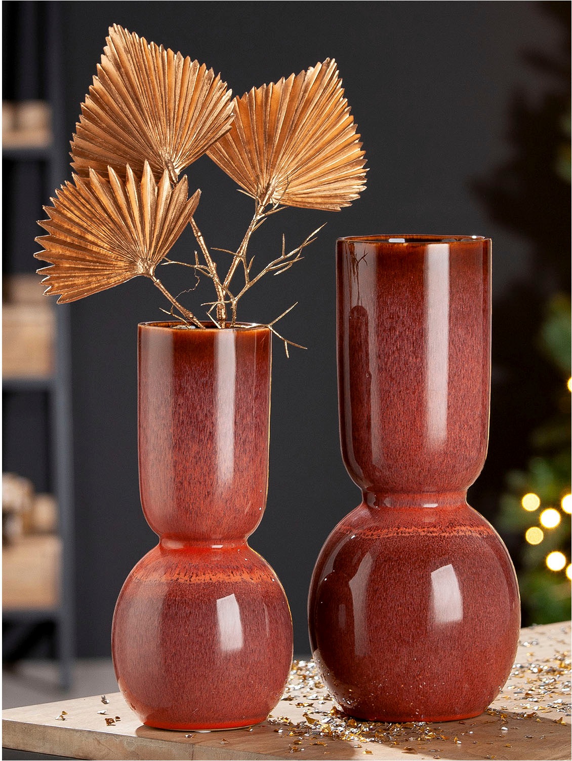GILDE Tischvase »Vase Rasto, aus Keramik, Höhe ca. 30 cm«, (1 St.), wasserd günstig online kaufen