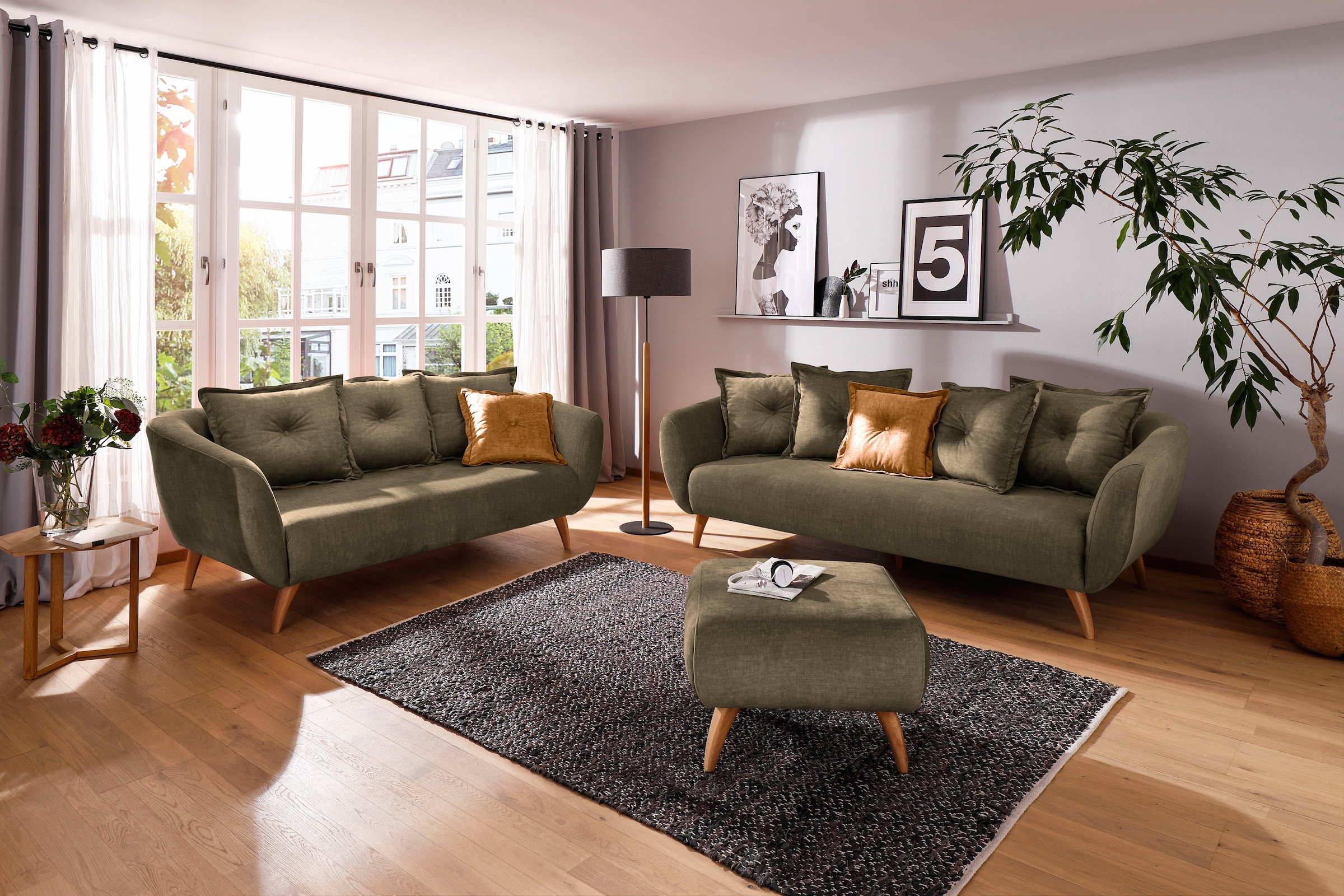 Home affaire 2,5-Sitzer »Baggio modern und romantisches Design, bequem«, Zierkissen inklusive