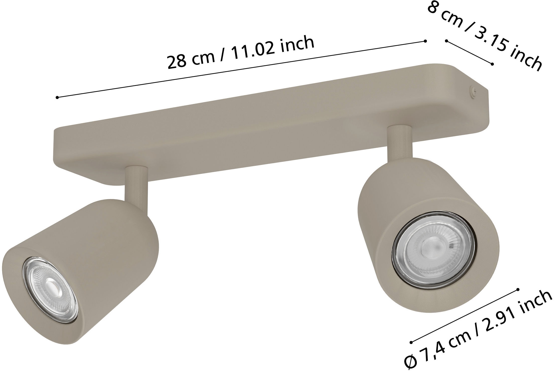 EGLO Deckenleuchte »CAMALDOLI Spotlampe - Stahl - GU10 - 2X10W - IP20« GU10 1 Stk. Wandleuchte, Wandspot, schwenkbar, Strahler, L30 x B4,5 x H11,5 cm