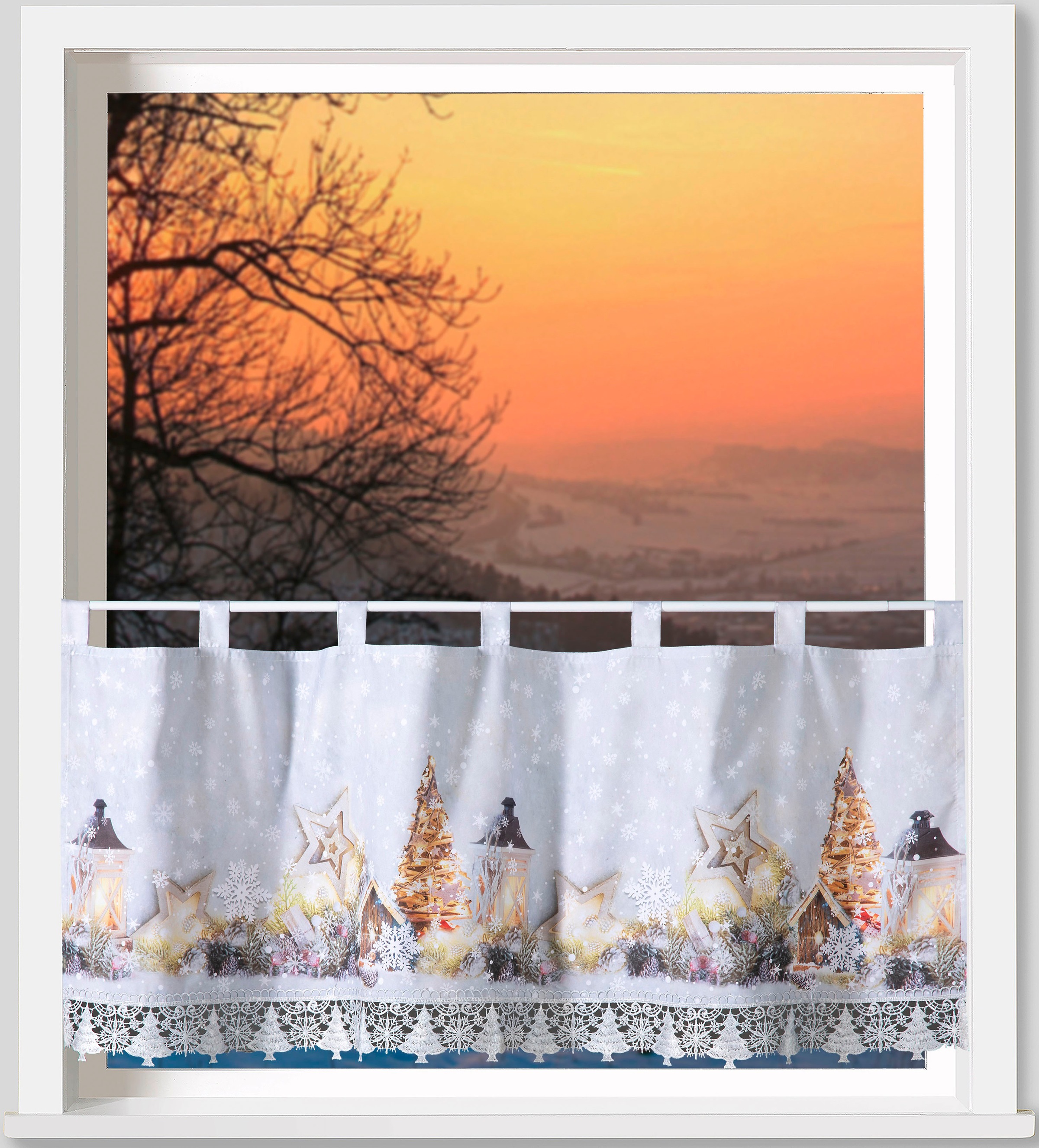 Weckbrodt Scheibengardine »rustikale Weihnacht«, (1 St.), Bistro, Gardine, günstig online kaufen