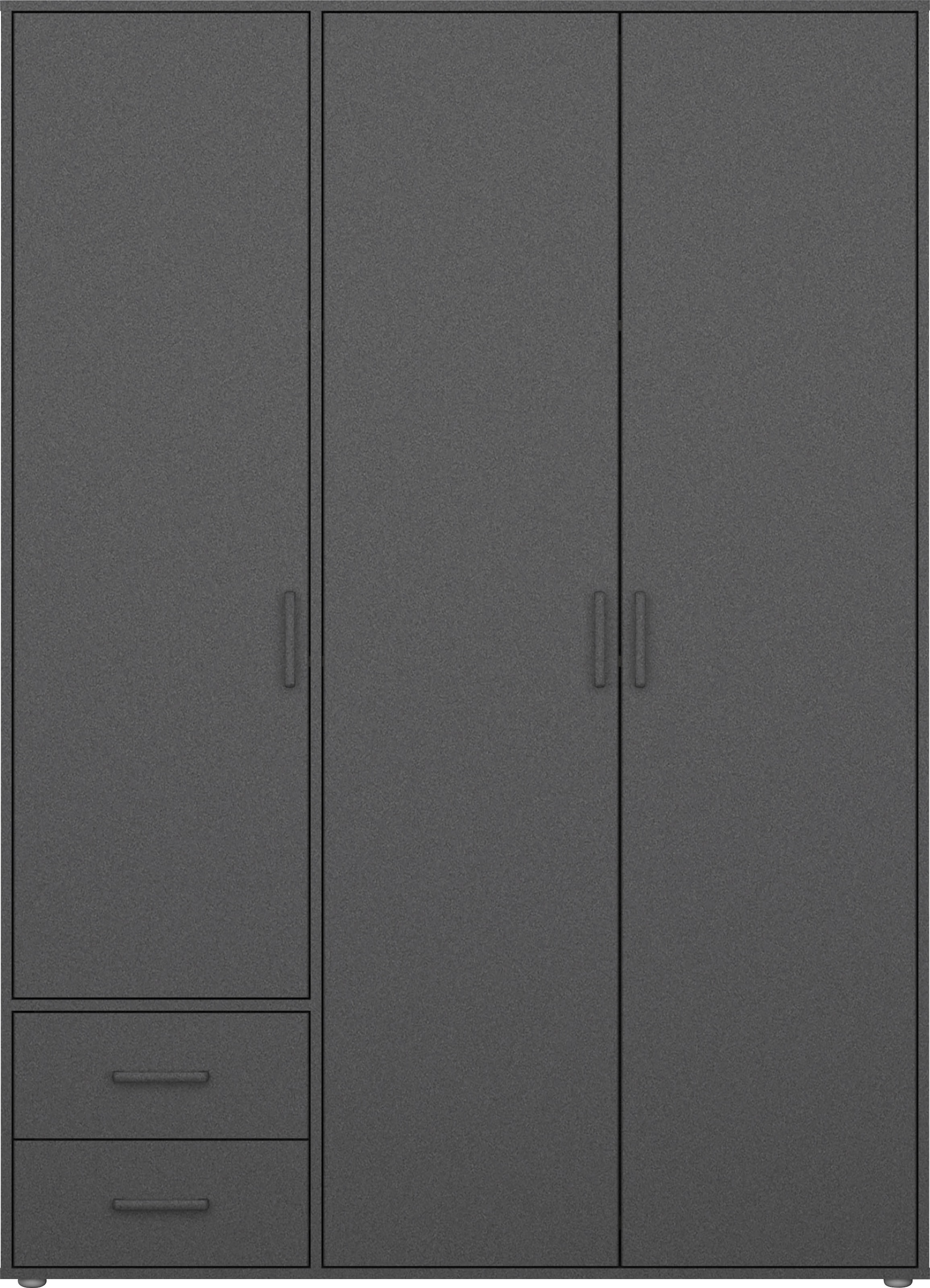 rauch Drehtürenschrank »Kleiderschrank Schrank Garderobe Wäscheschrank VOYAGER«, (in 3 verschiedenen Ausstattungen BASIC/CLASSIC/PREMIUM), moderne Griffe in Graumetallic mit Außenschubkästen MADE IN GERMANY