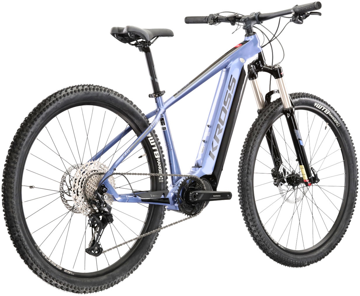 Kross »E-MTB Level Boost 2.0 500 29 Zoll blau« 11 Gang Shimano DEORE M5100 Schaltwerk Kettenschaltung Mittelmotor 250 W Pedelec, Elektrofahrrad für Damen und Herren, MTB