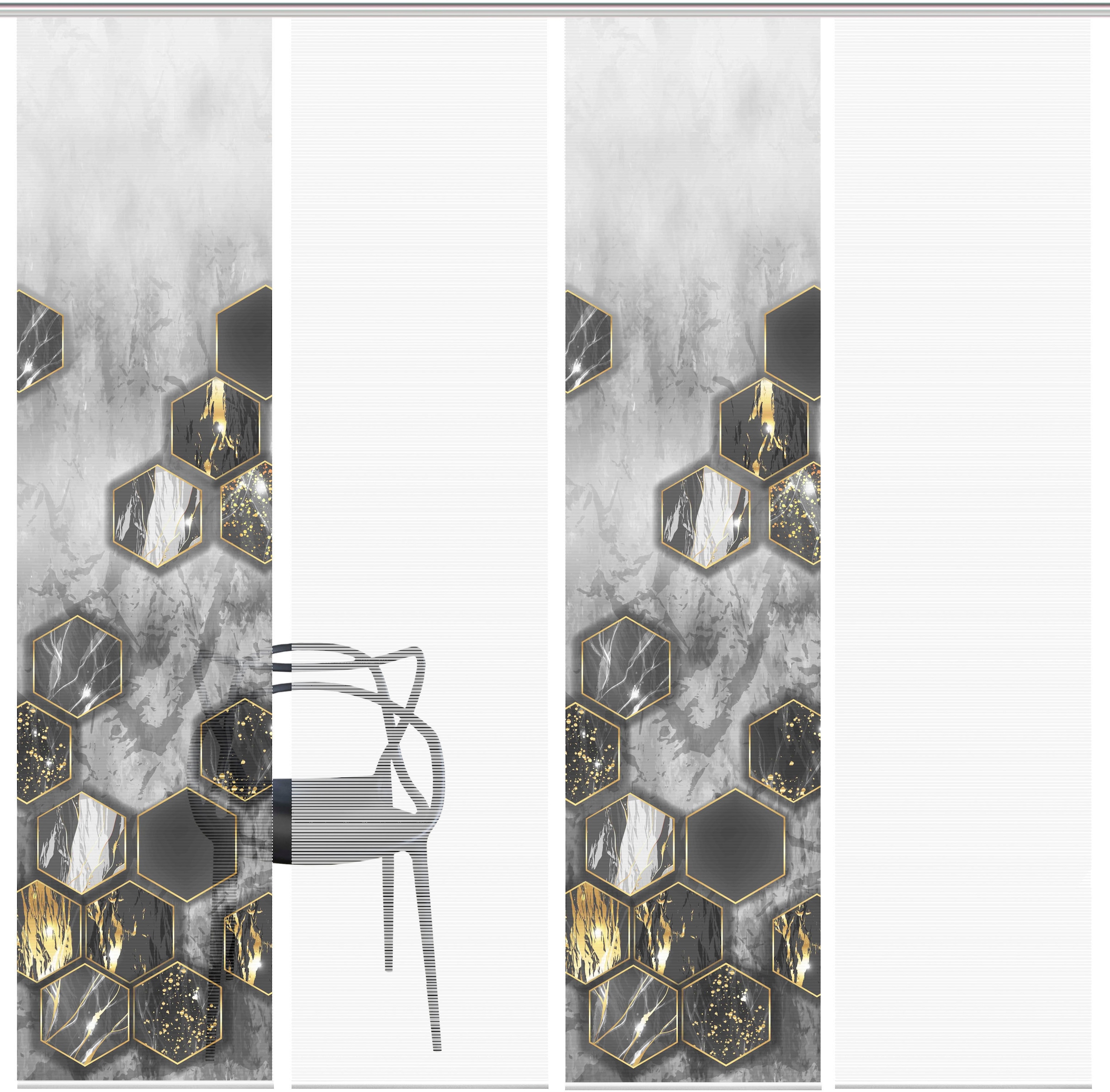 Vision S Schiebegardine »LAYON 4er SET« Paneelwagen 4 Stk. tlg. Schiebevorhang Digidruck 4er Set LAYON