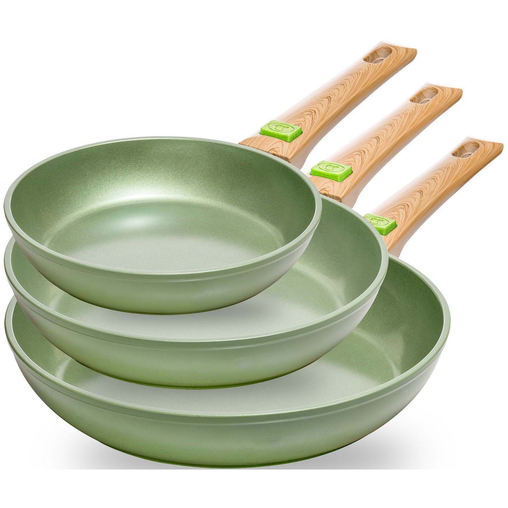 JUST VEGAN Pfannen-Set »CeraVegan«, Aluminium, (Set, 3 tlg.)