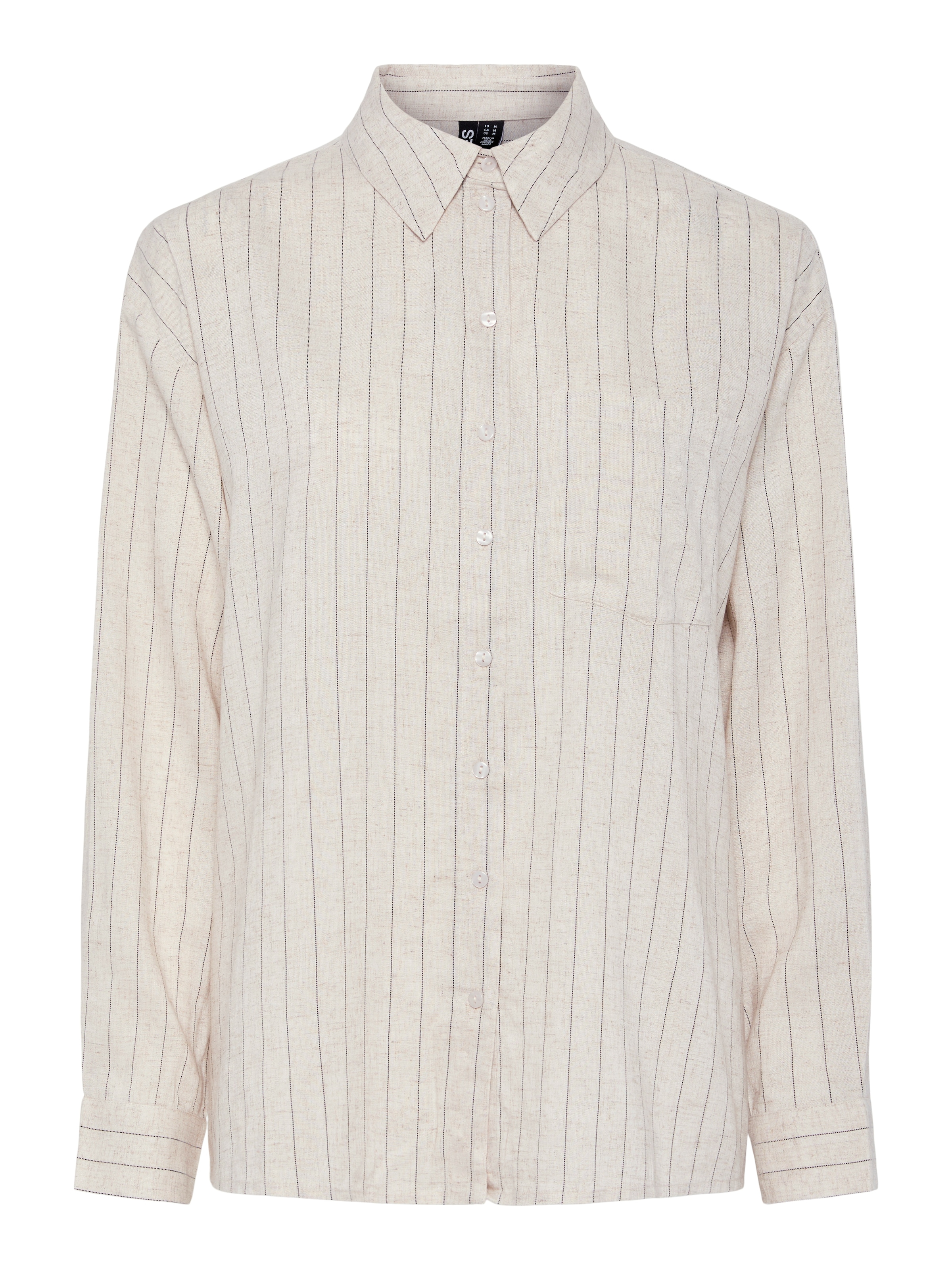 pieces Hemdbluse »PCPIA LS LOOSE SHIRT WVN NOOS«, mit Leinen