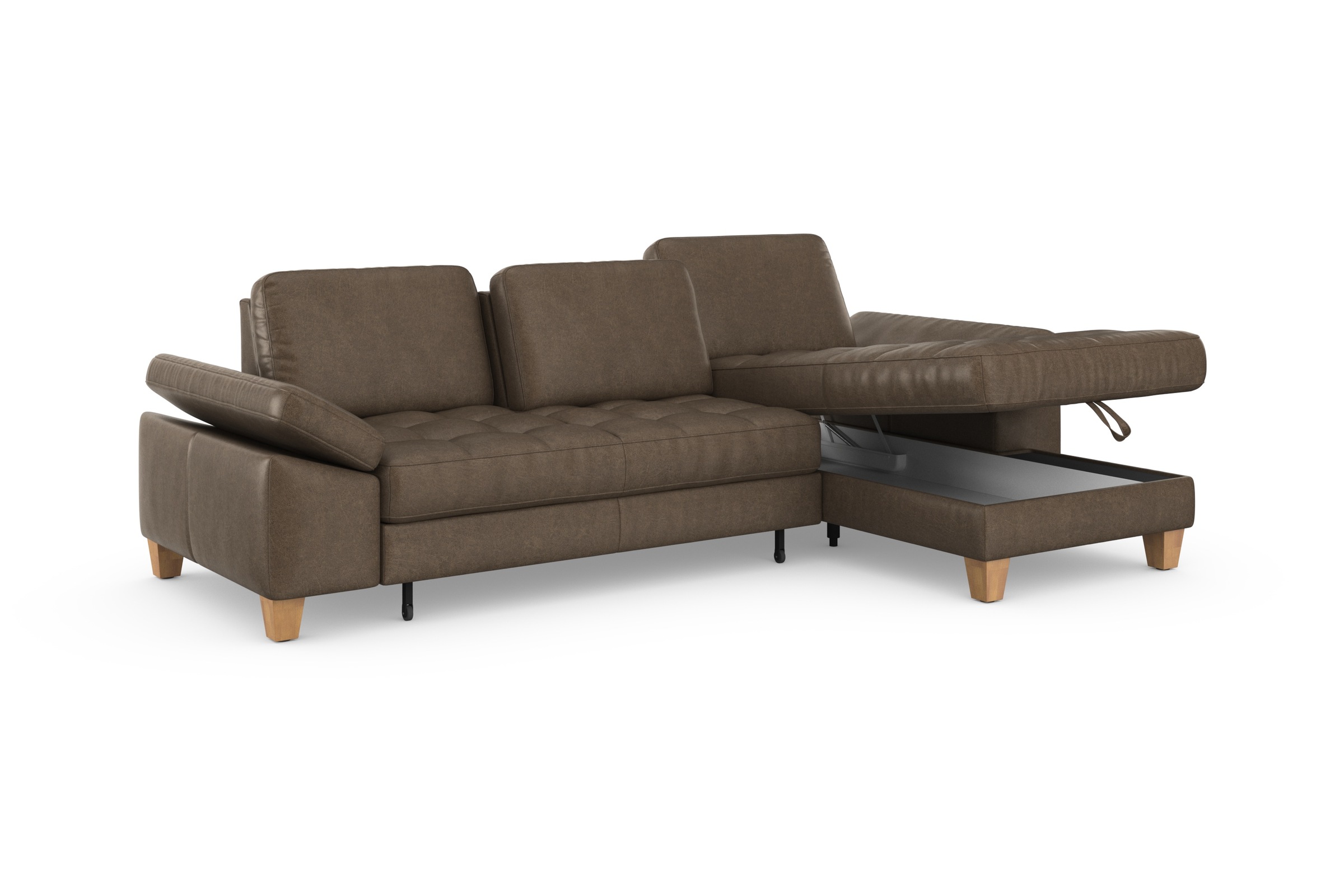 sit&more Ecksofa »Westham L-Form«, mit Recamiere, mit oder ohne Bettfunktion, Bettkasten, Füße Eiche
