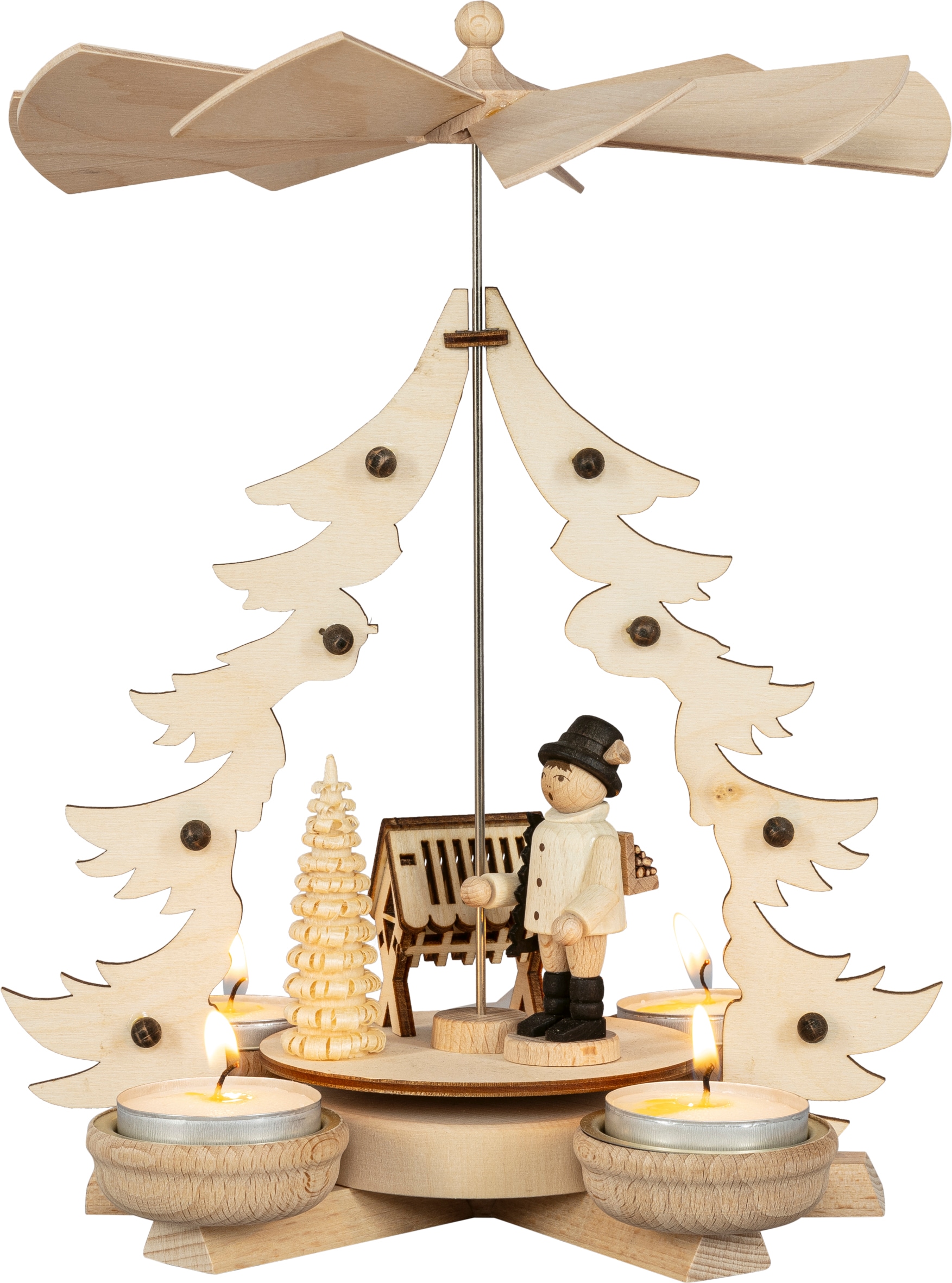 SAICO Original Weihnachtspyramide »Tischpyramide, Waldarbeiter« für 4 Teeli günstig online kaufen