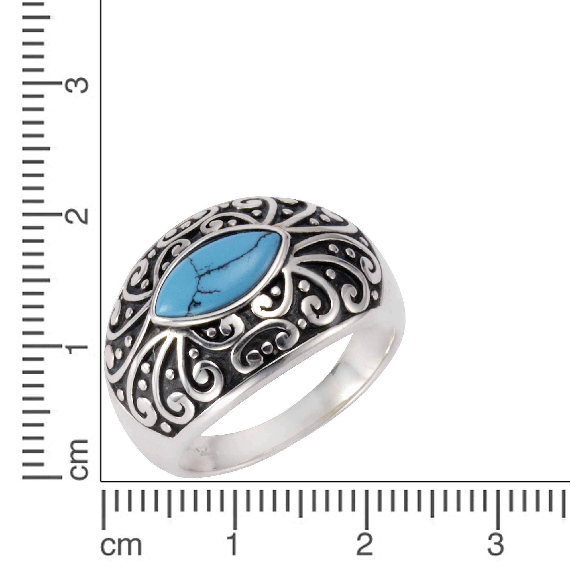 Zeeme Fingerring »Silber 925 oxidiert mit Türkis 5x10mm«