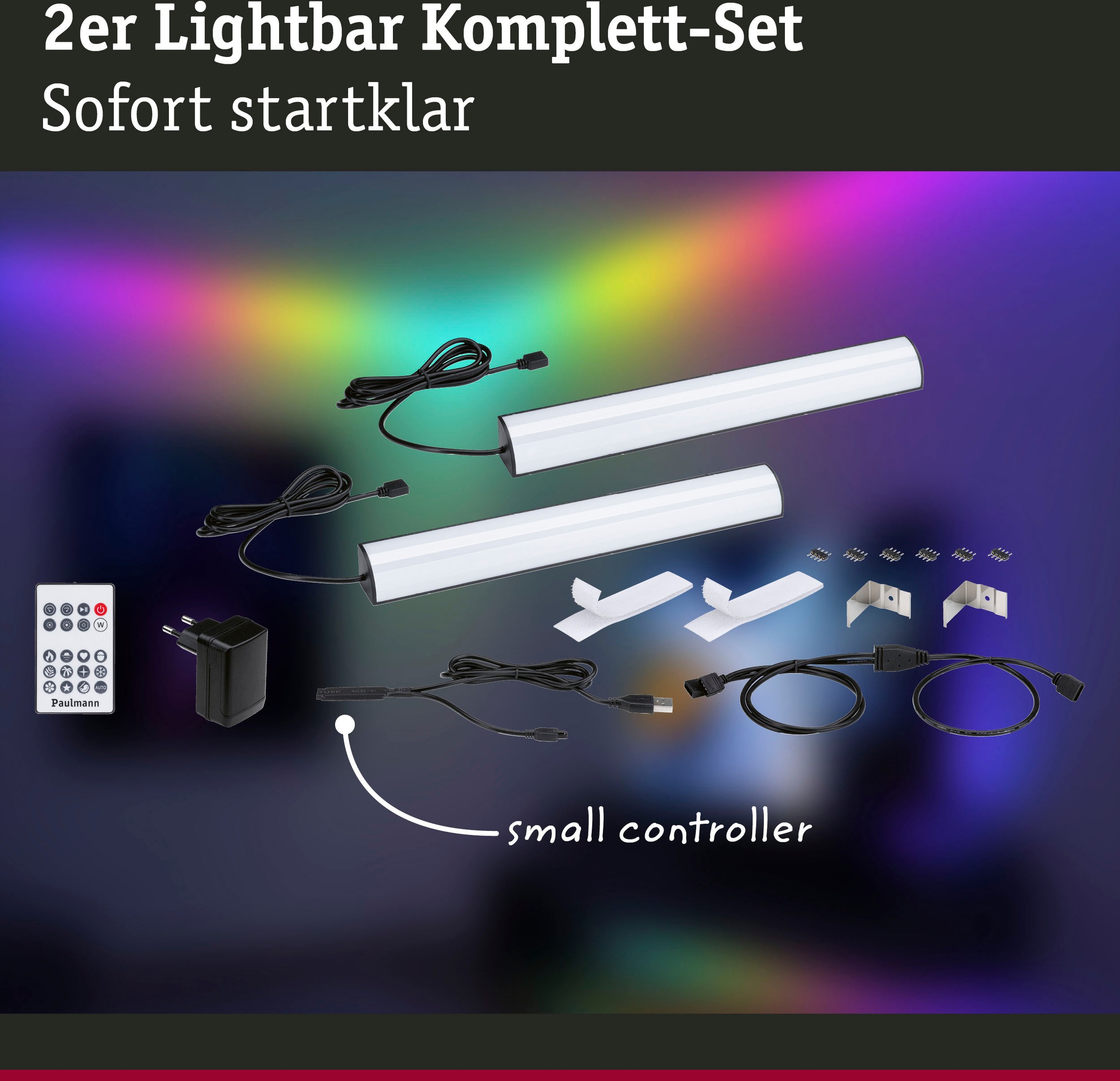 Paulmann LED-Streifen »EntertainLED Lightbar Dynamic Rainbow RGB 30x30mm 2x0,6W 2x24lm«, 2 St.-flammig