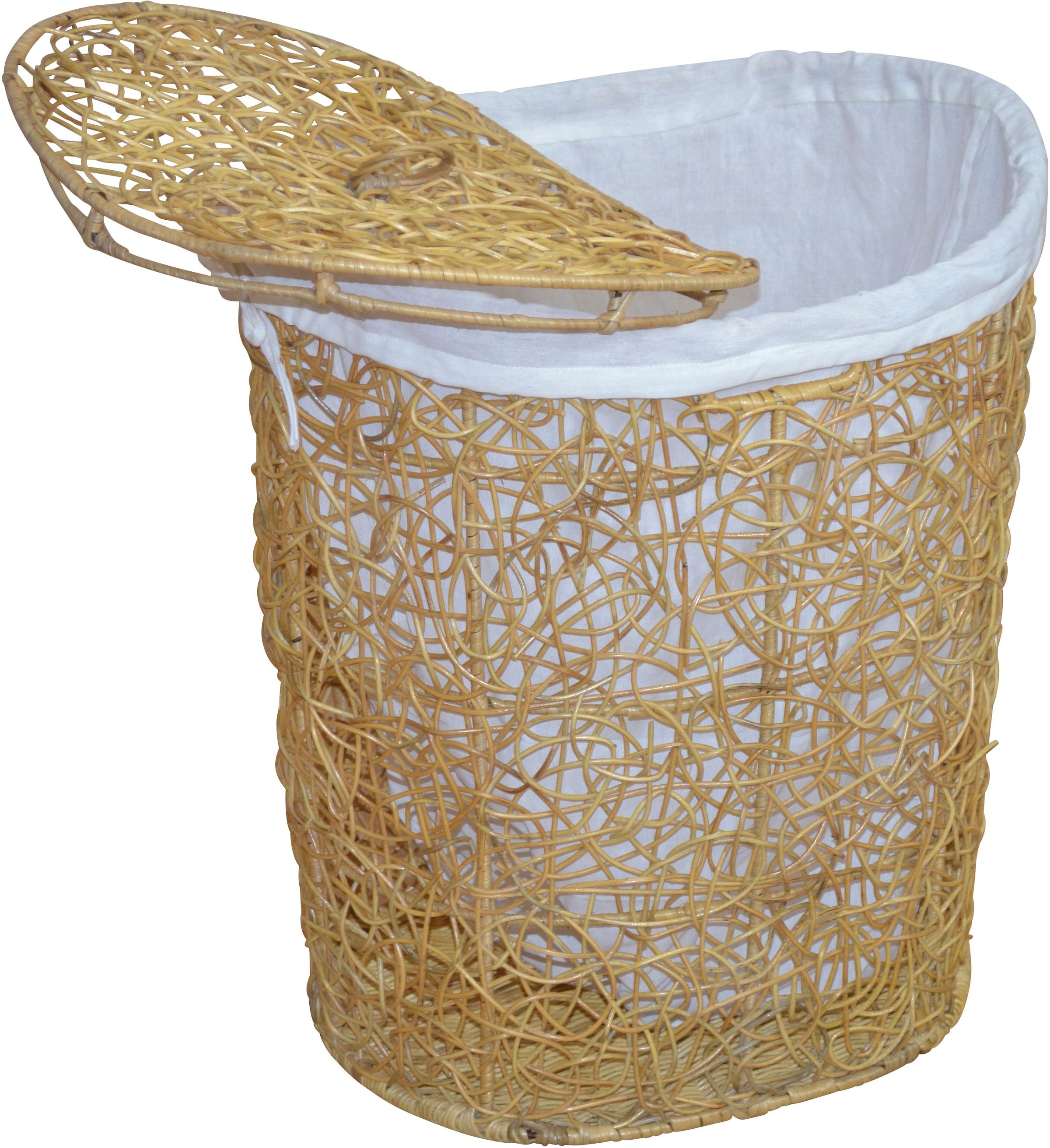 my home Wäschekorb, Rattan-Geflecht, mit Stoffeinsatz und Deckel, Höhe 62 c günstig online kaufen