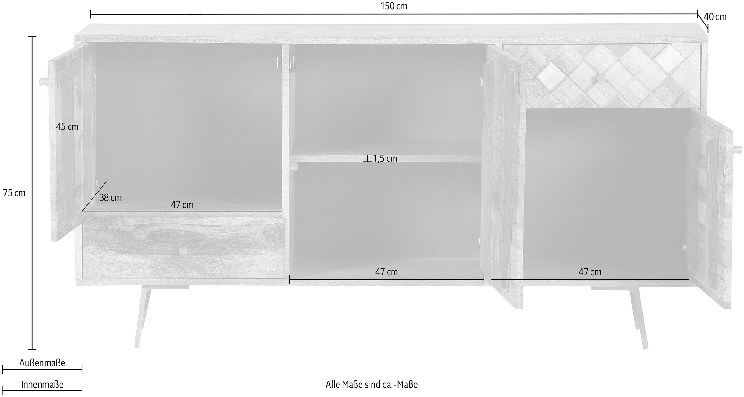 Gutmann Factory Sideboard, Kommode, Breite 150 cm