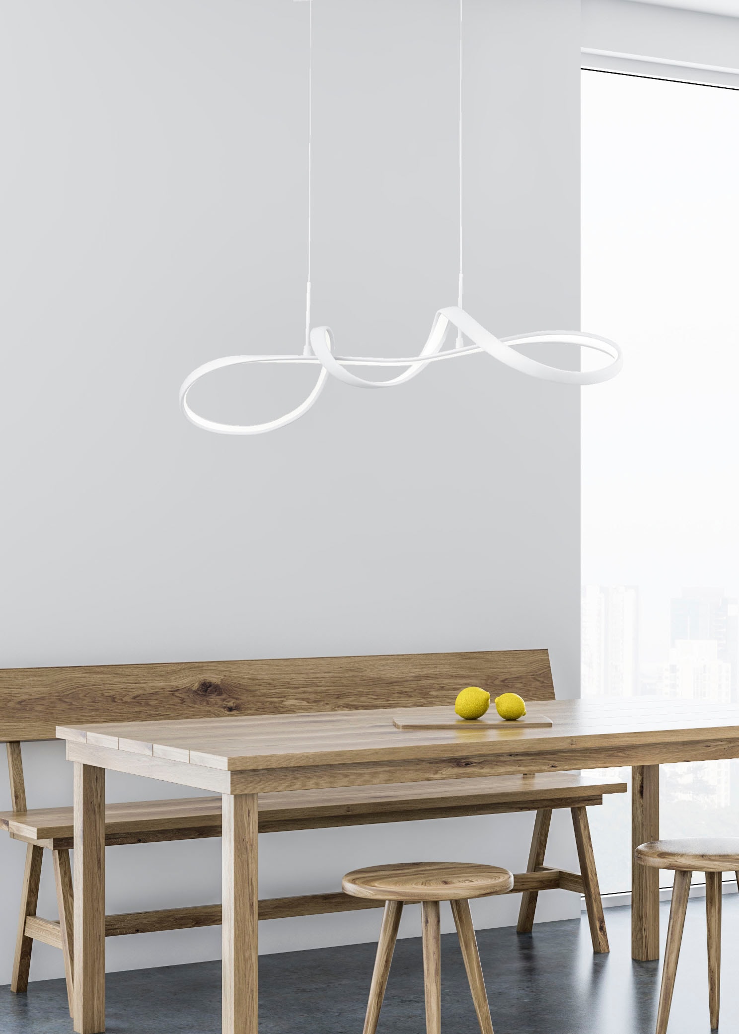 REALITY Leuchten LED Pendelleuchte »Perugia«, 1 flammig, Leuchtmittel LED-Board | LED fest integriert, Deko Hängelampe höhenverstellbar dimmbar neutralweiß 4000K, 4500 Lumen