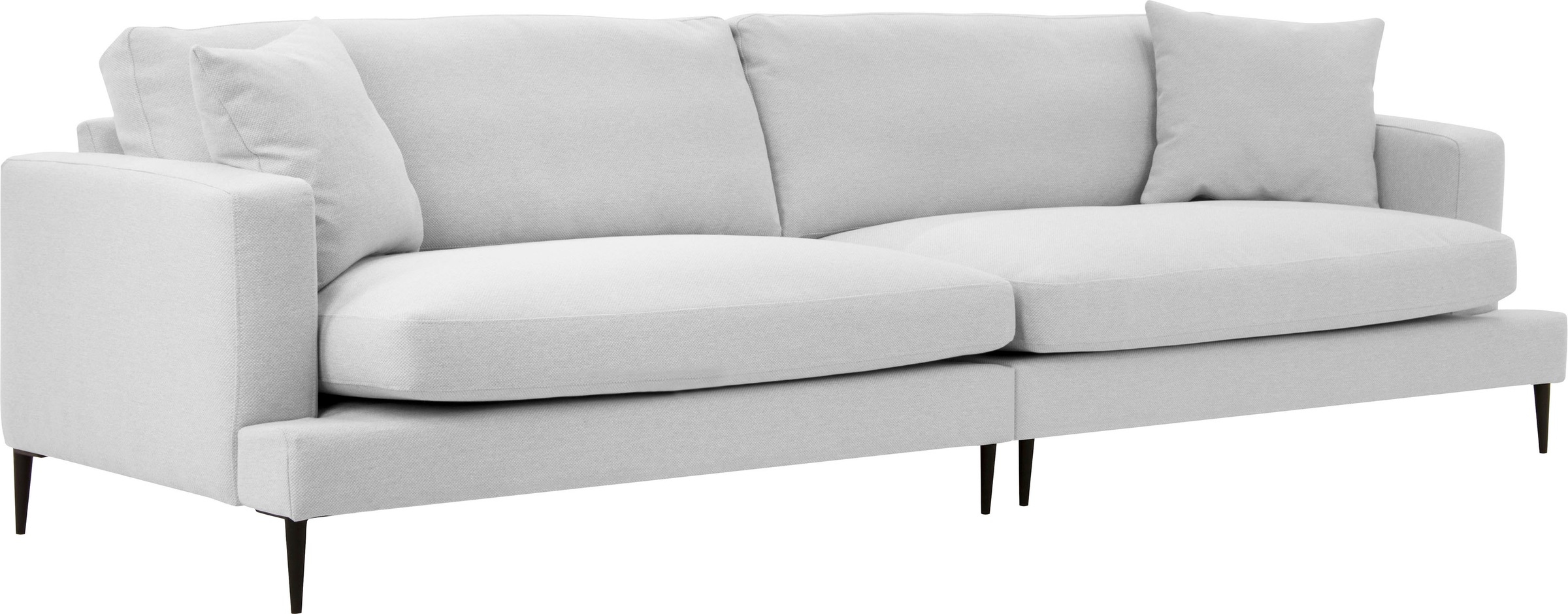 Leonique Big-Sofa »Cozy elegantes Designsofa, Maße B/T/H: 252/97/80 cm«, mit losen Kissen und Metallbeinen