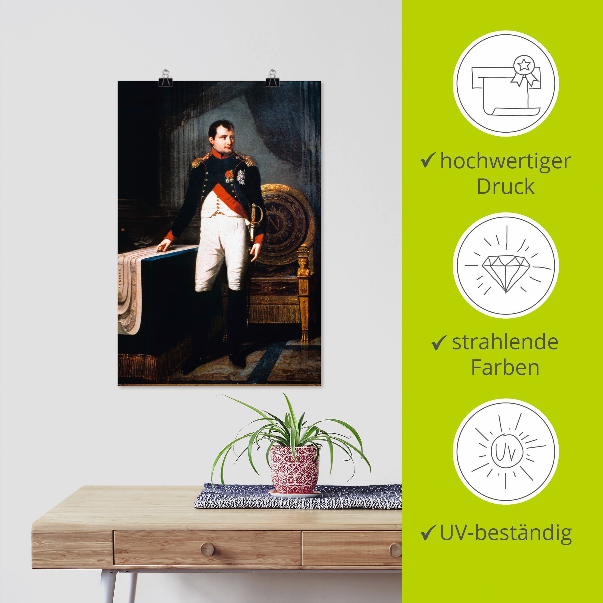Artland Poster »Napoleon Bonaparte, 1809«, Menschen, (1 St.), als Alubild, Leinwandbild, Wandaufkleber oder Poster in versch. Größen