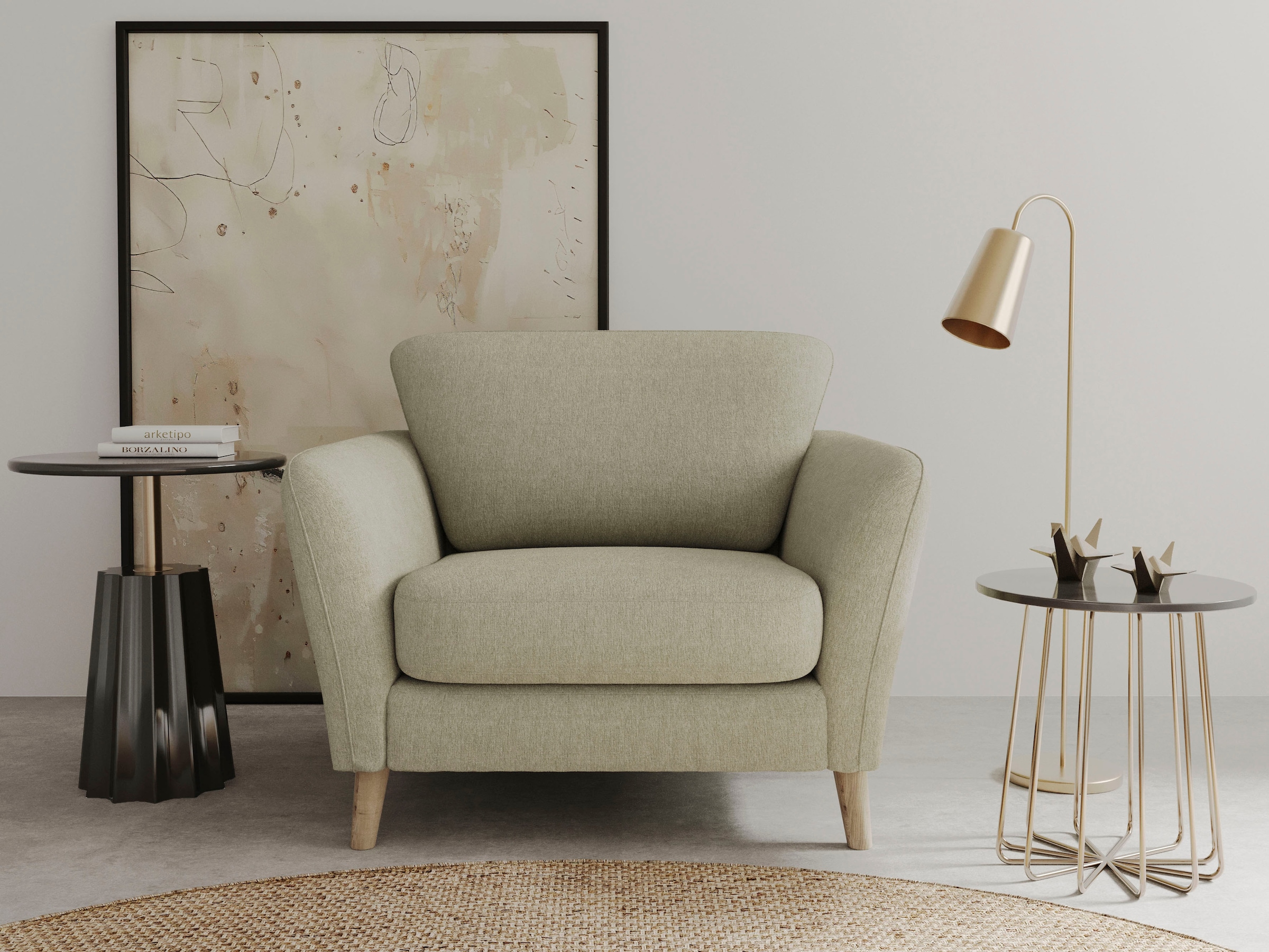 Home affaire Sessel »MARSEILLE« Massivholzbeine Eiche, Landhausstil, Wellen günstig online kaufen