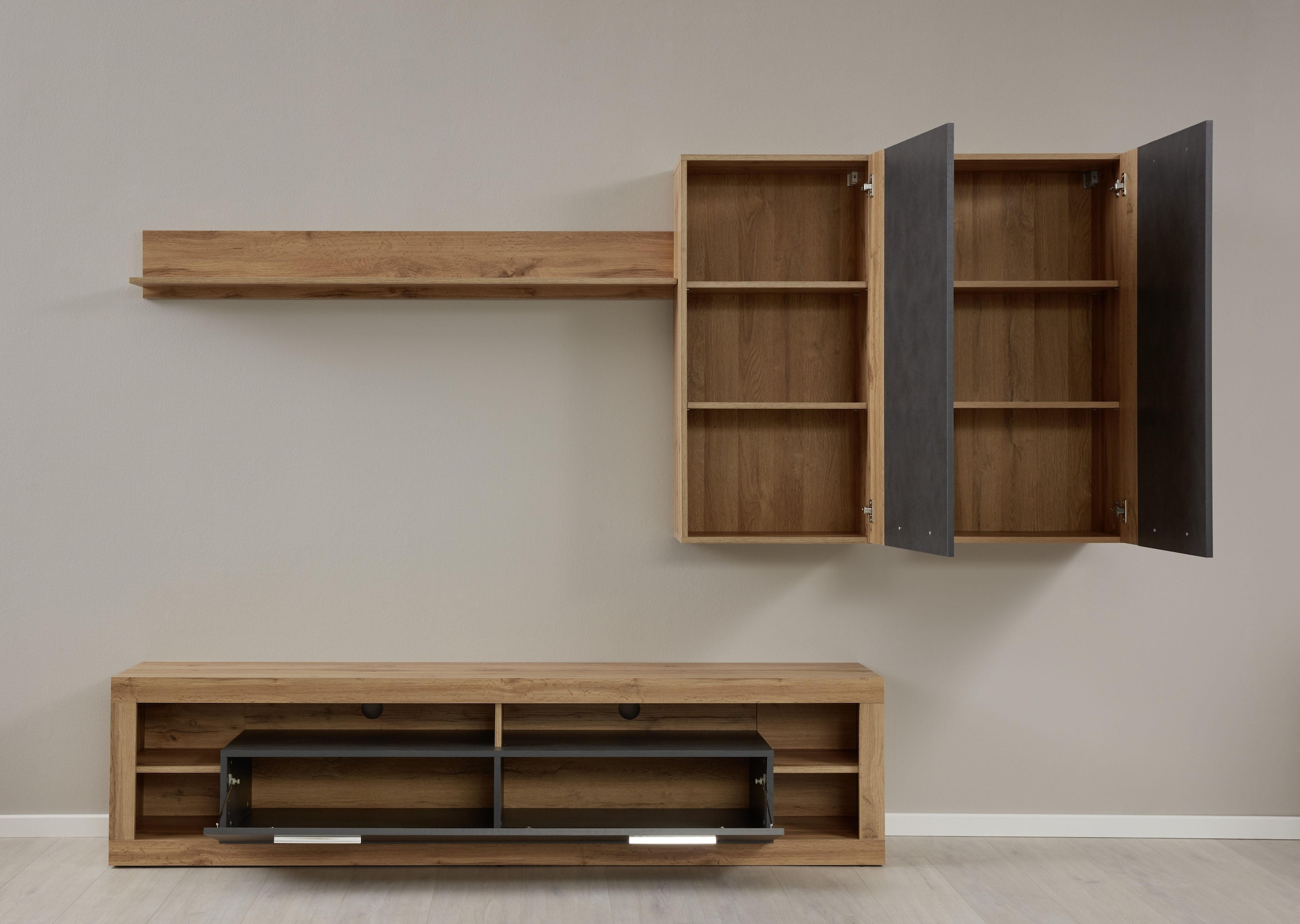 INOSIGN Hängevitrine »Gwendolyn«, Hängeschrank fürs Wohnzimmer mit 3 Fächern - (B/T/H) 52/31/103 cm