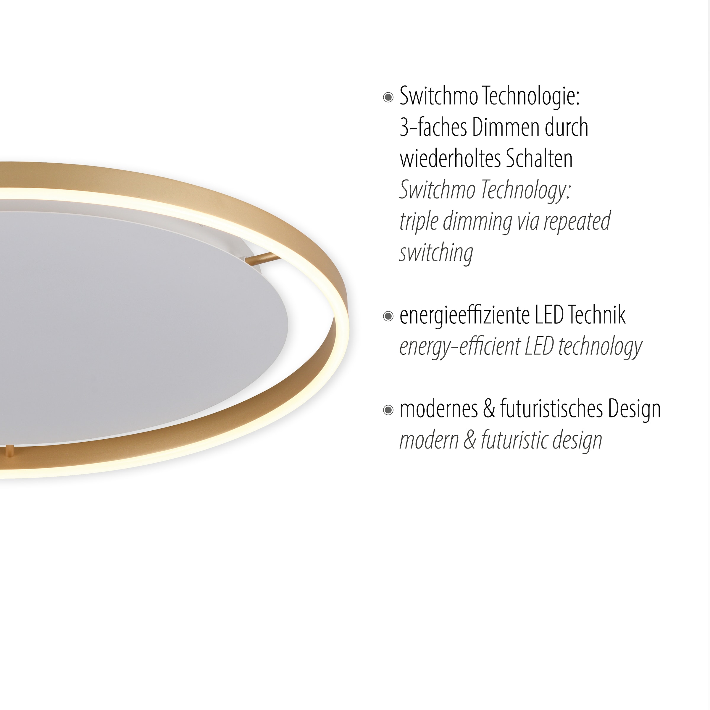 JUST LIGHT Deckenleuchte »RITUS«, 1 flammig, Leuchtmittel LED-Board | LED fest integriert, LED, dimmbar, Switchmo