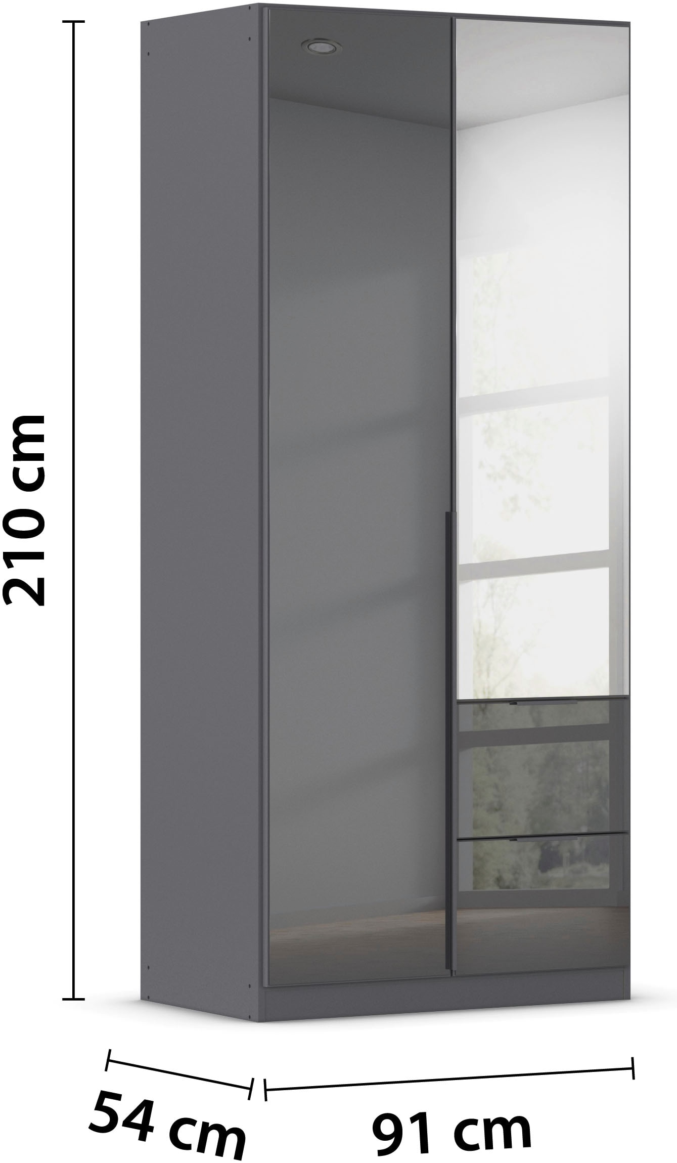 OTTO home Drehtürenschrank »Kleiderschrank Kleiderschränke Schrank Garderobe AGORDO mit Glasfront« in zwei Griff-Farben, Breiten 91-360 cm,  mit Außenschubkästen, in 7 Breiten und 2 Höhen MADE IN GERMANY