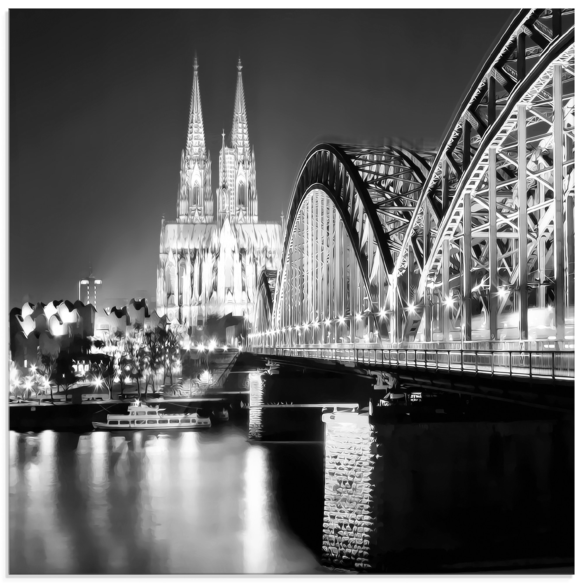 Artland Glasbild »Köln Skyline Abstrakte Collage 19« Brücken 1 Stk. tlg. in günstig online kaufen