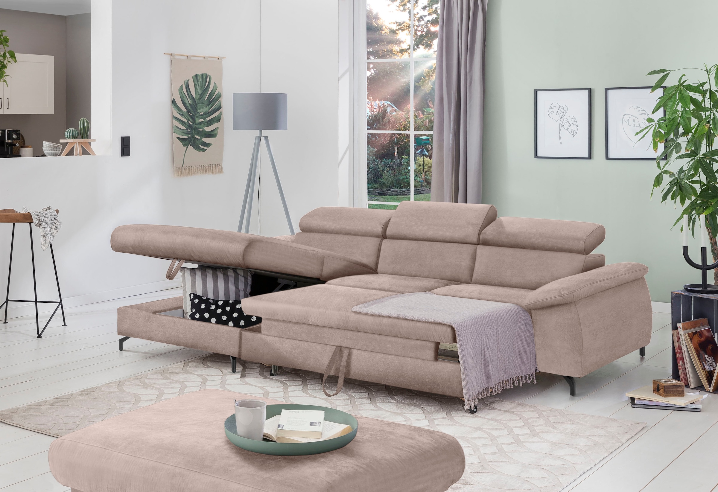 COTTA Ecksofa »Kitty L-Form«, mit Kopfteilverstellung, wahlweise mit Bettfunktion & Bettkasten