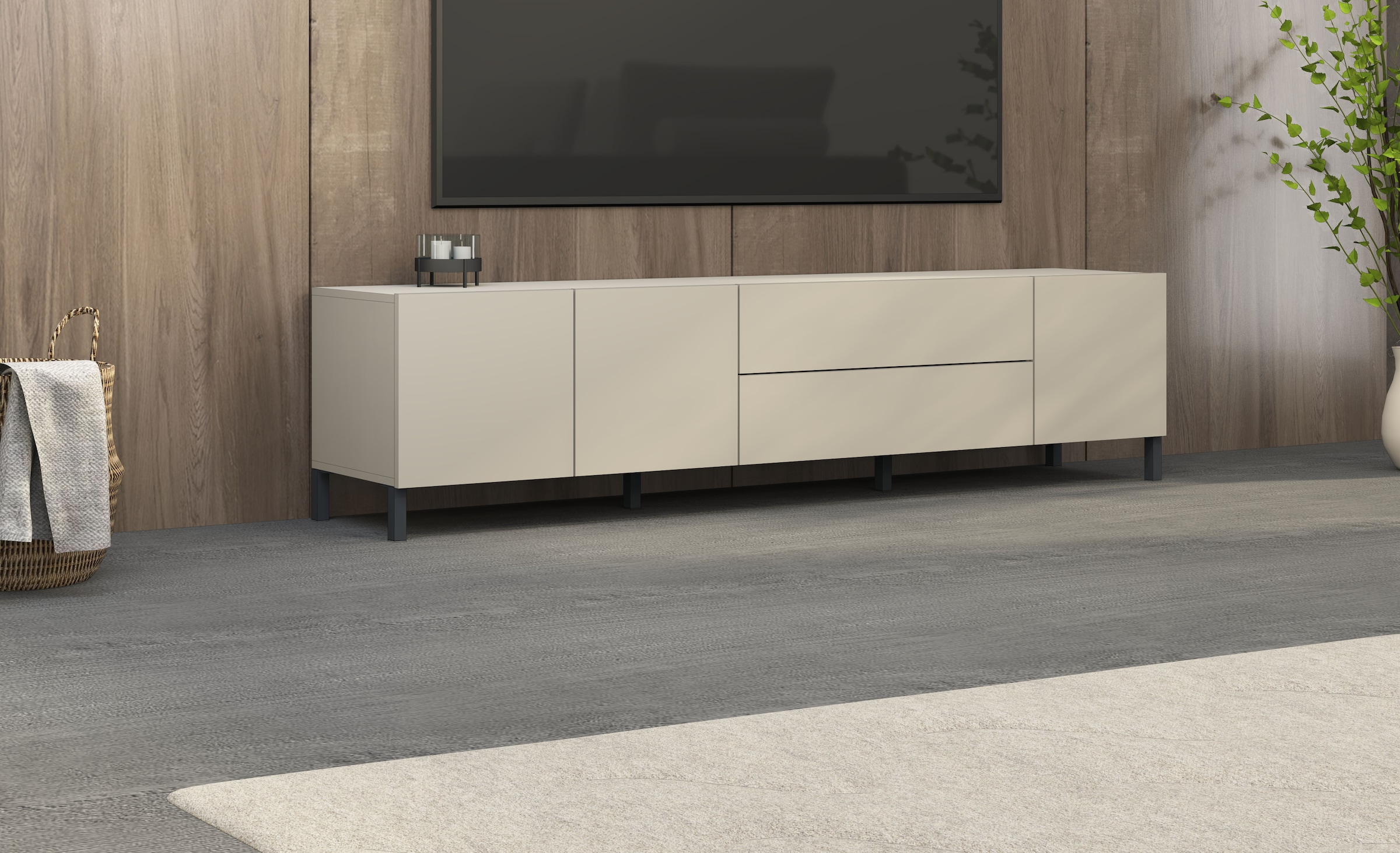borchardt Möbel Lowboard »Sophia, Tv-Schrank Breite 190 cm« Metallfüße, grifflose Optik