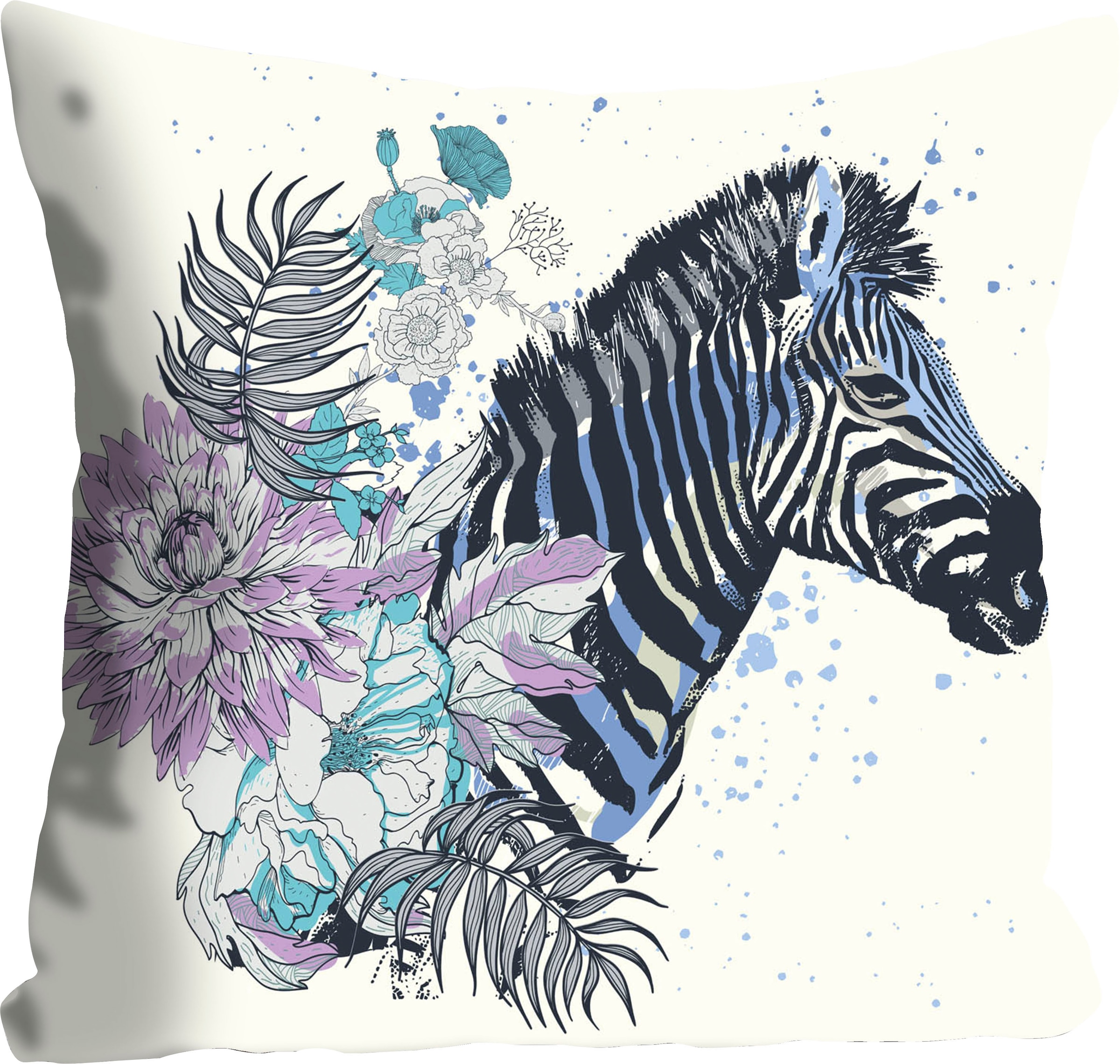 queence Dekokissen »Vesna«, Kissenhülle,Zebra,Blumen,Bunt,Tropisch,Muster,W günstig online kaufen