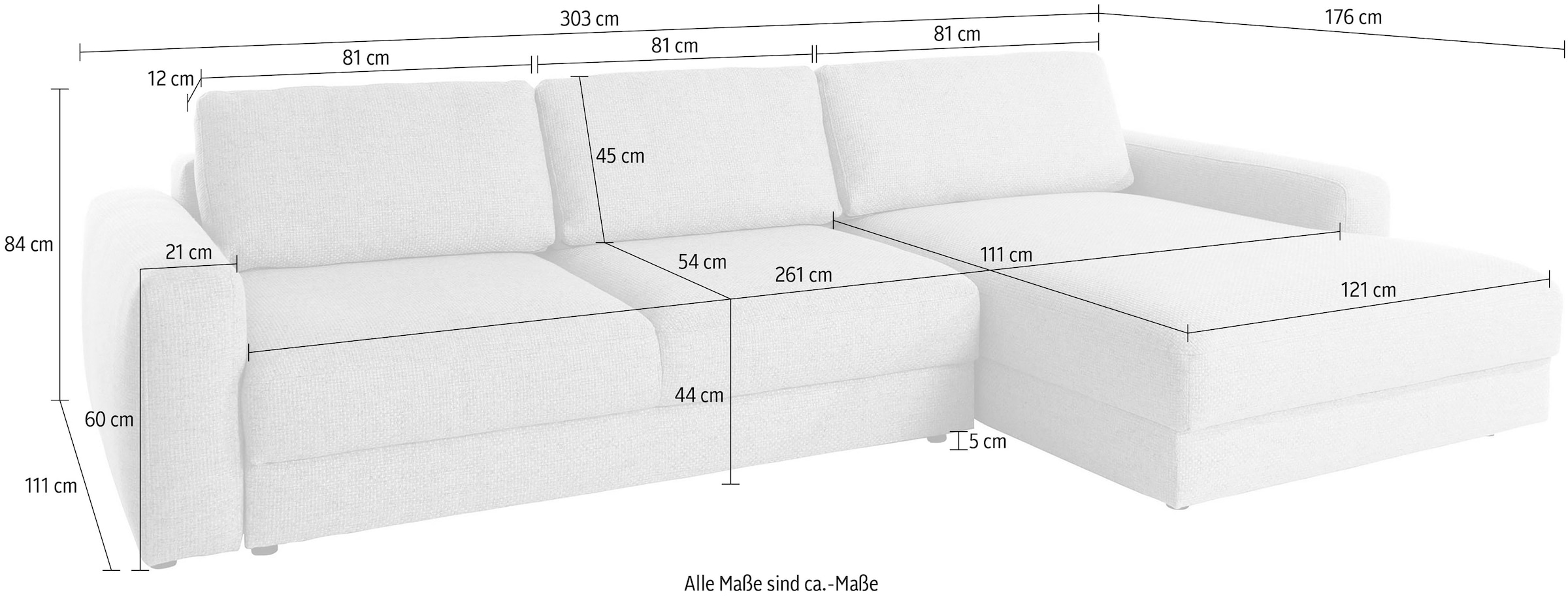 Places of Style Ecksofa »Bloomfield, bequem und elegant, OTTOs Choice, L-Form«, wahlweise mit Bettfunktion und Bettkasten
