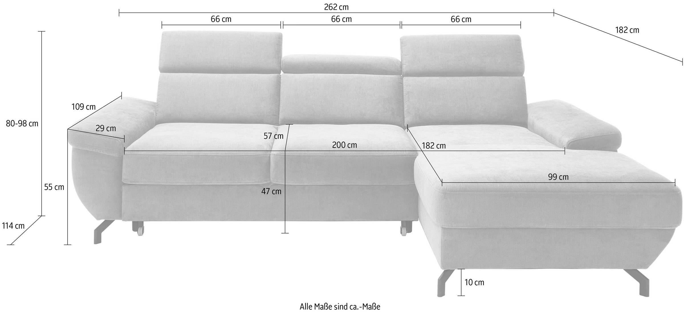 TRENDMANUFAKTUR Ecksofa »Rima, multifunktionales Sofa, L-Form,«, mit Bettfunktion, Bettkasten, Kopf- und Sitztiefenverstellung