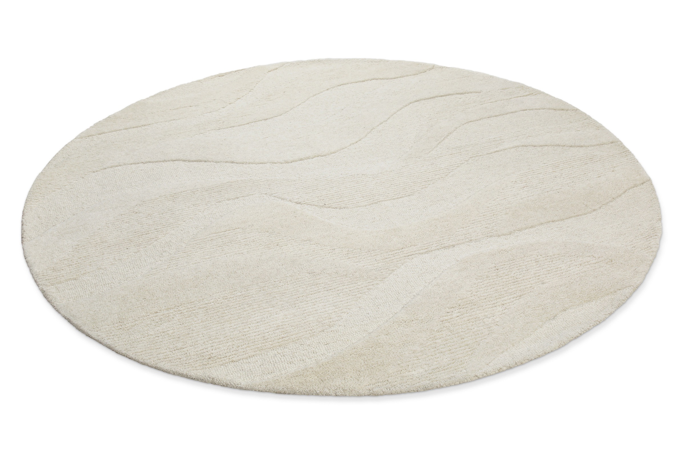 Wecon home Wollteppich »Hamptons THIRTYFOUR«, rund, 15 mm Höhe, Schurwolle, Kurzflor, Wohnzimmer, Schlafzimmer, elegant, Wellen-Muster