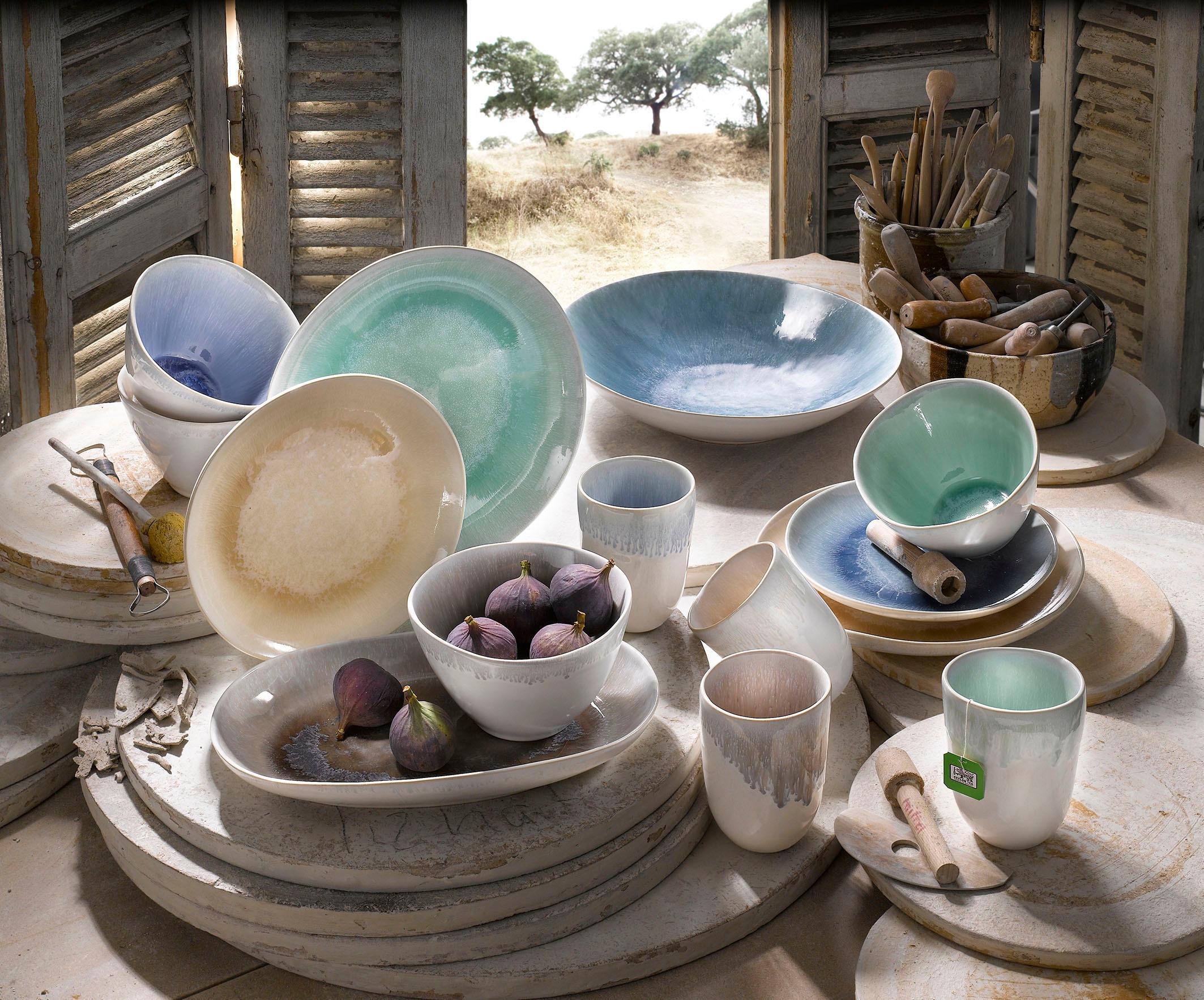 CreaTable Kombiservice »Aquarius«, (Set, 16 tlg.), Spezialglasur, handwerklicher Look