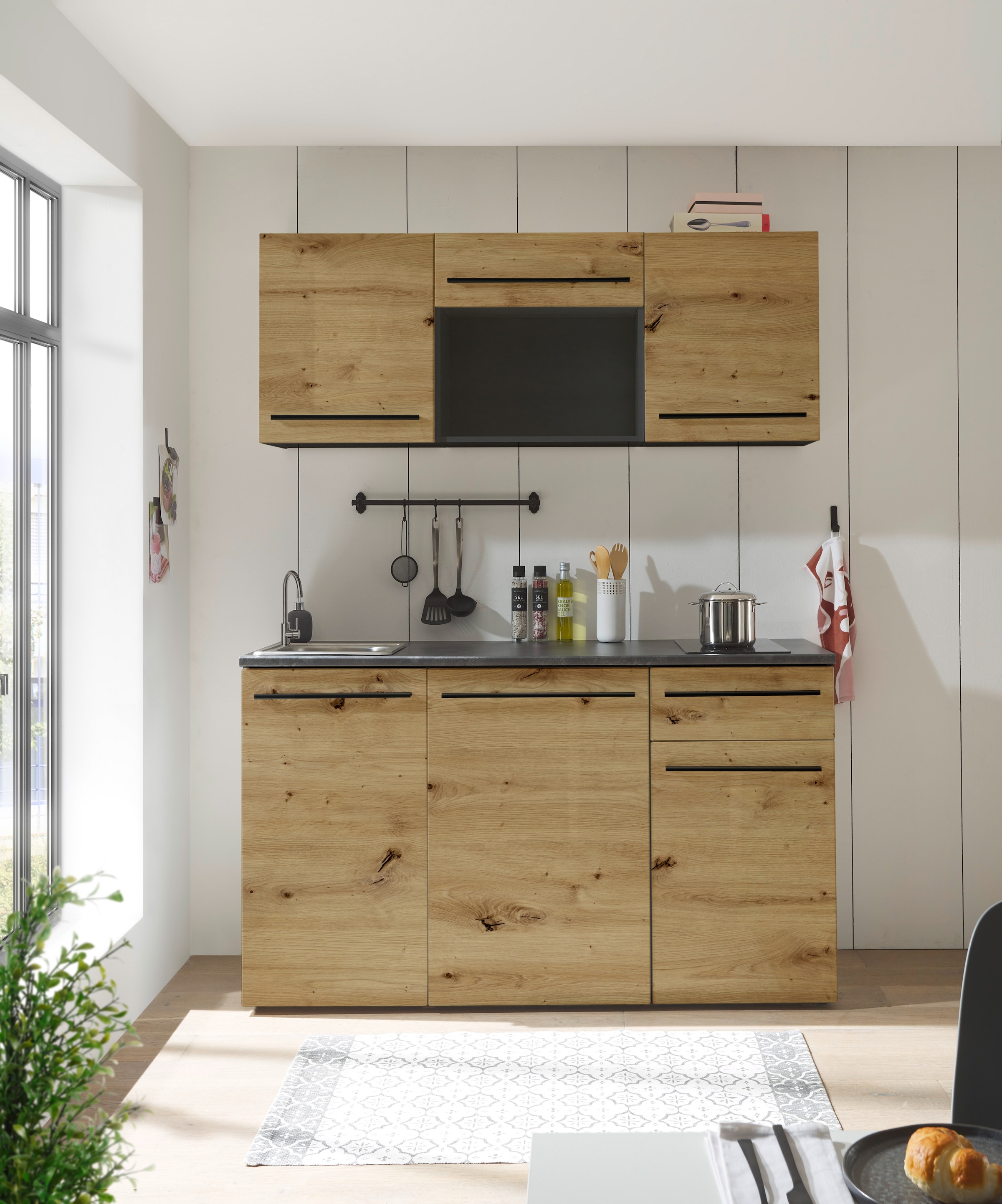BASIC by Balculina Küchenzeile »Jazz Singleküche«, Breite 160 cm, mit und ohne Geräte lieferbar