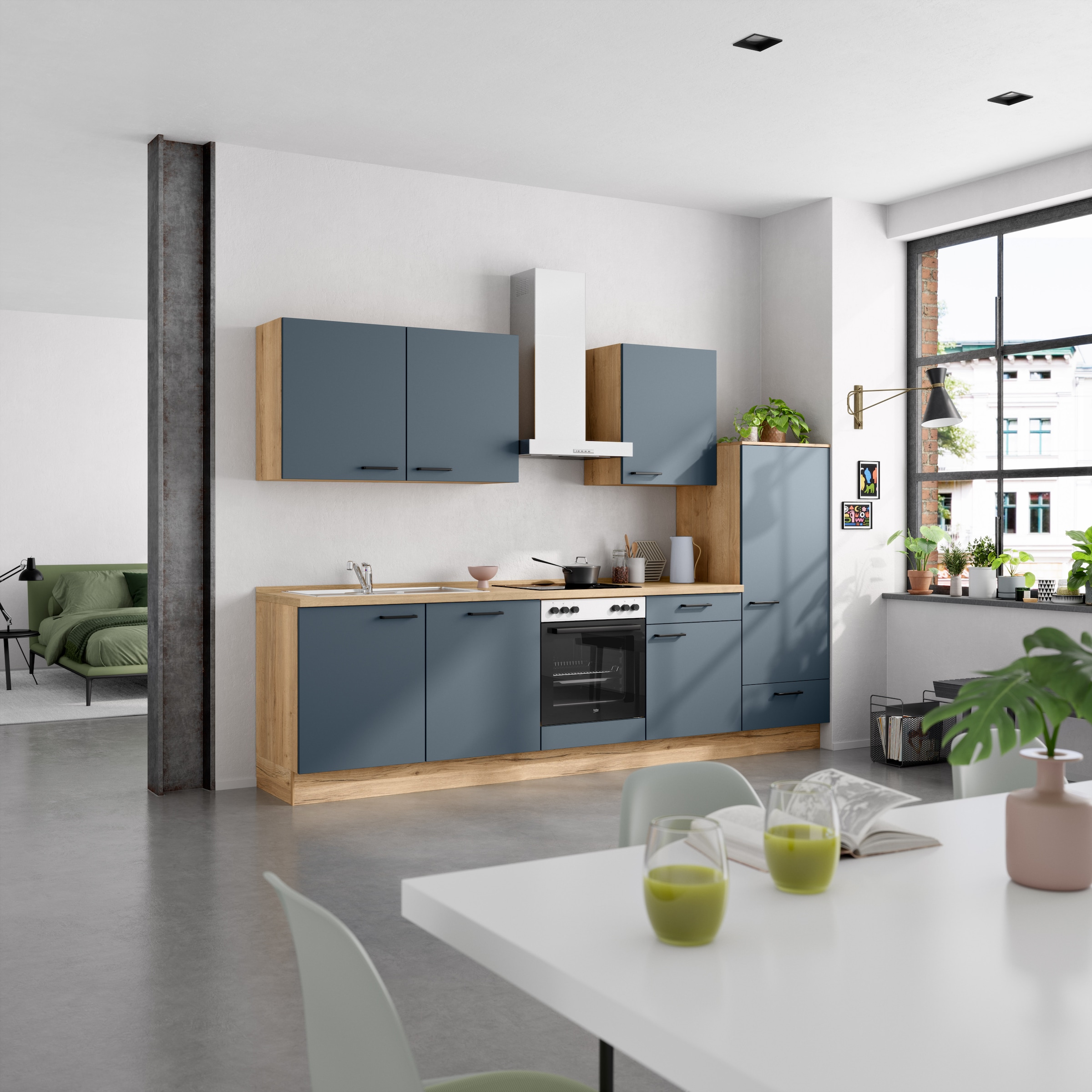 nobilia® Küchenzeile »"Easytouch I"« vormontiert, Ausrichtung wählbar, Breite 300 cm, wahlw. mit E-Geräten