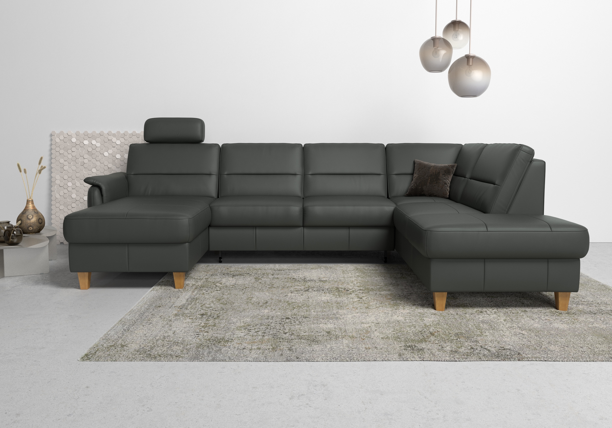 Home affaire Wohnlandschaft »Palmera U-Form«, Federkern, wahlweise mit Bettfunktion und mit/ohne Stauraum
