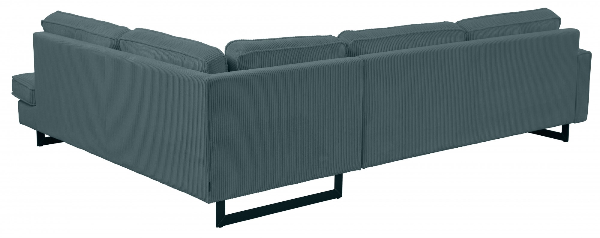 Places of Style Ecksofa »Pinto, 290 cm, Cord, Chenille, Lederoptik, Ottomane links / rechts«, mit Keder, schwarze Metallfüße, Wellenunterfederung