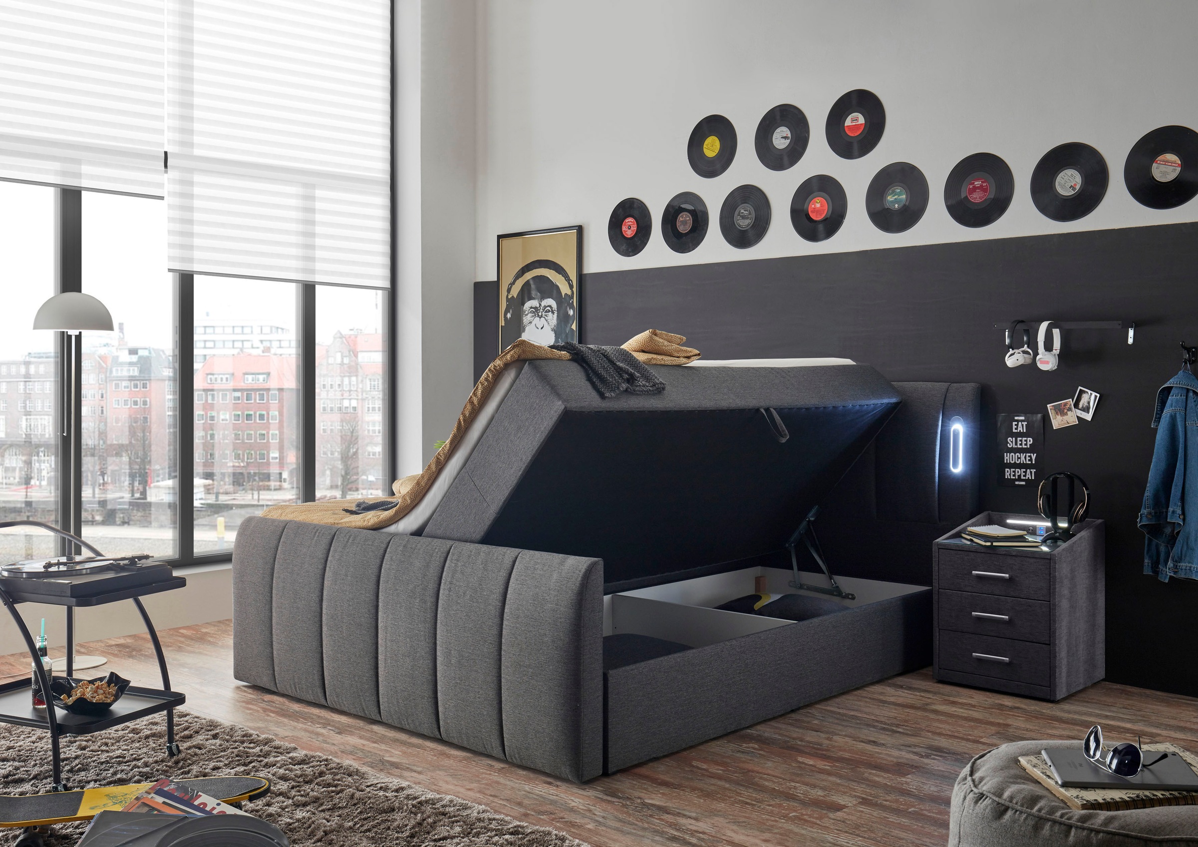 7. Bild von ED EXCITING DESIGN Boxbett »Edmonton«, (5 St.), inkl. zwei Bettkästen, LED-Beleuchtung und Topper