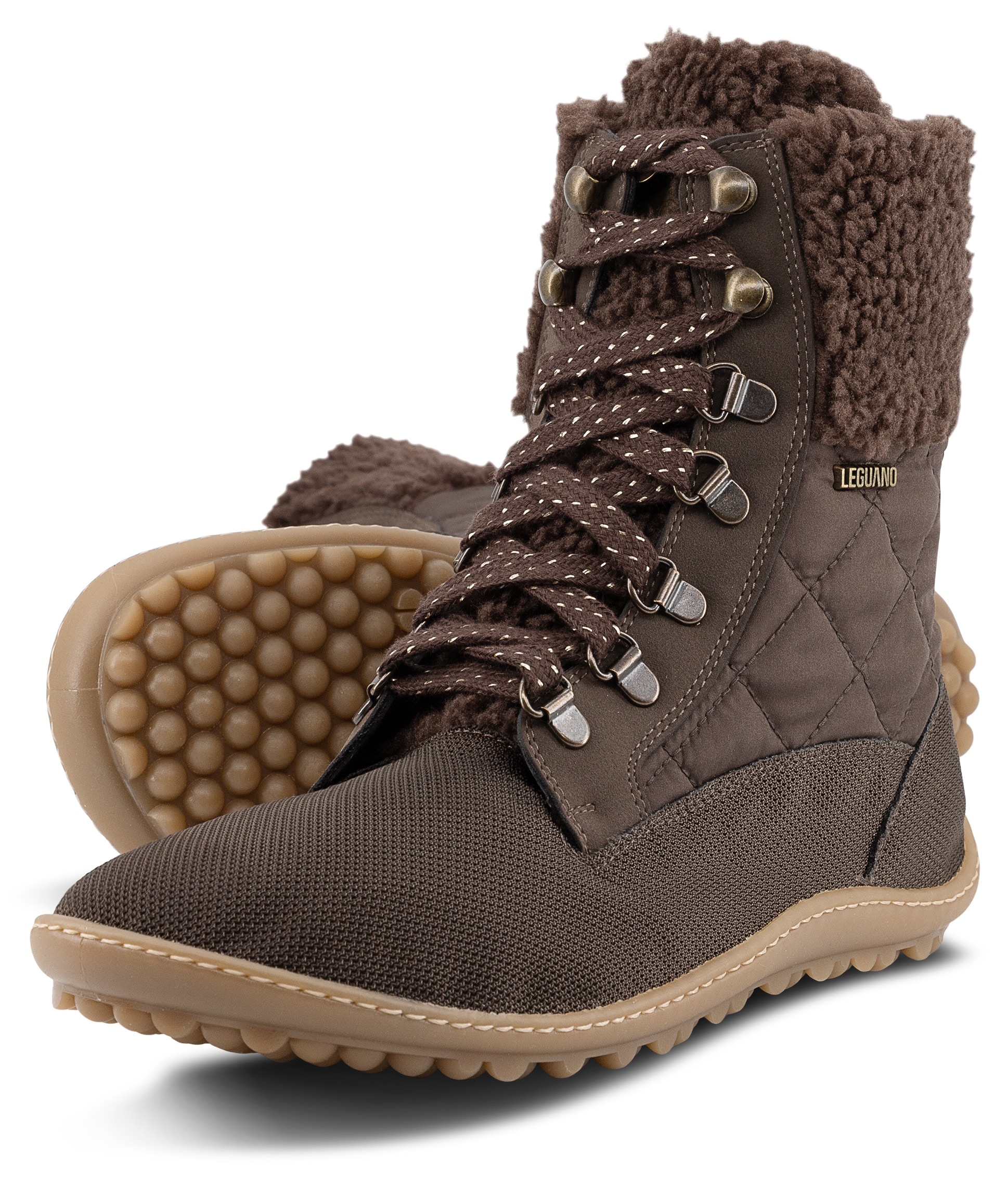 Leguano Barfußschuh »NICEBARE«  , Schnürschuh, Winterboots mit Fellimitat am Schaftrand