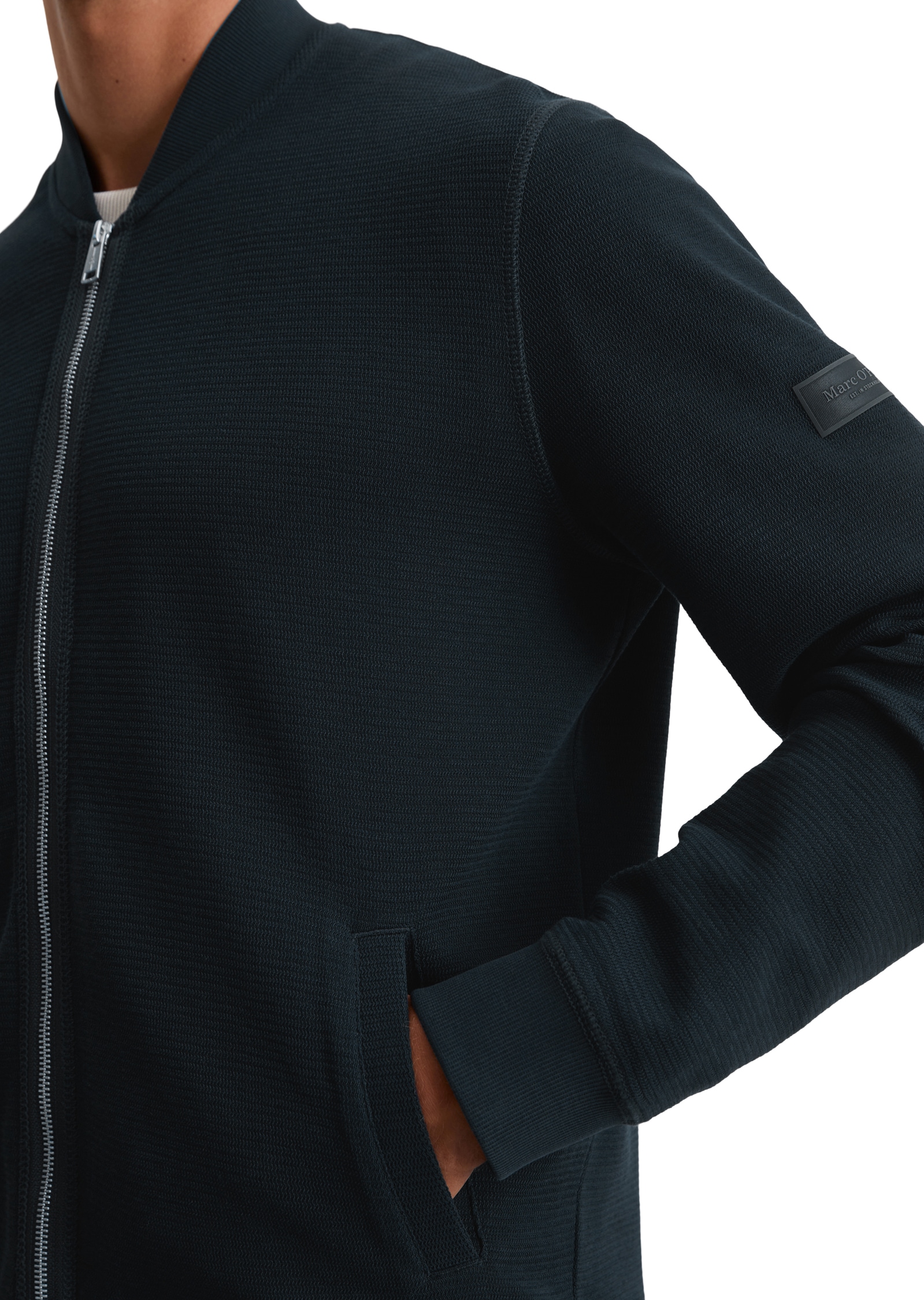 Marc O'Polo Sweatjacke, mit Struktur, Stehkragen, regular fit, 2-Wege-Reißverschluss