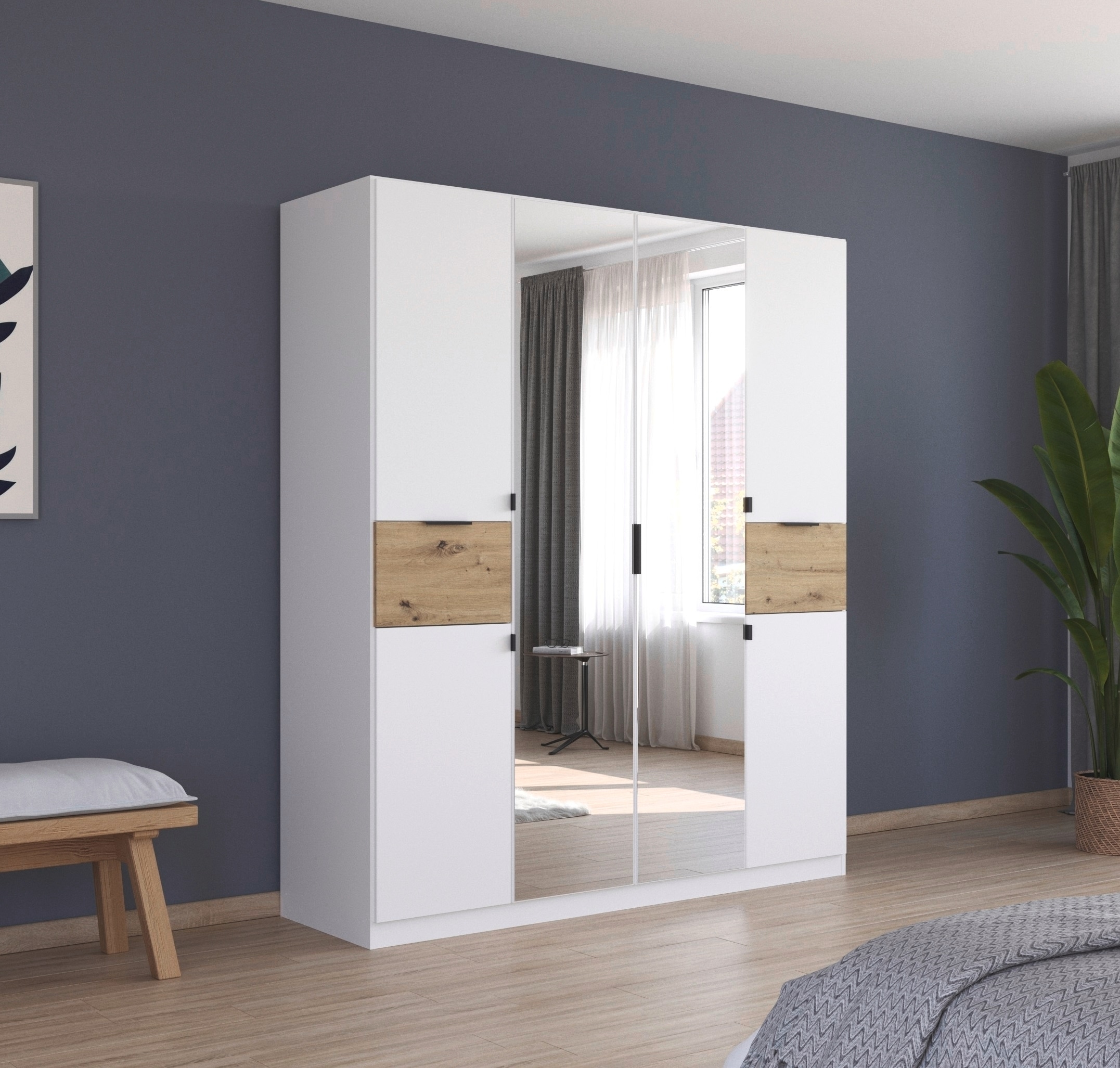 rauch Drehtürenschrank »Kleiderschrank Schrank Garderobe Wäscheschrank TICAO«, (Schubladen in der Höhe variabel positionierbar), mit 2 geräumigen Schubladen, viel Stauraum MADE IN GERMANY
