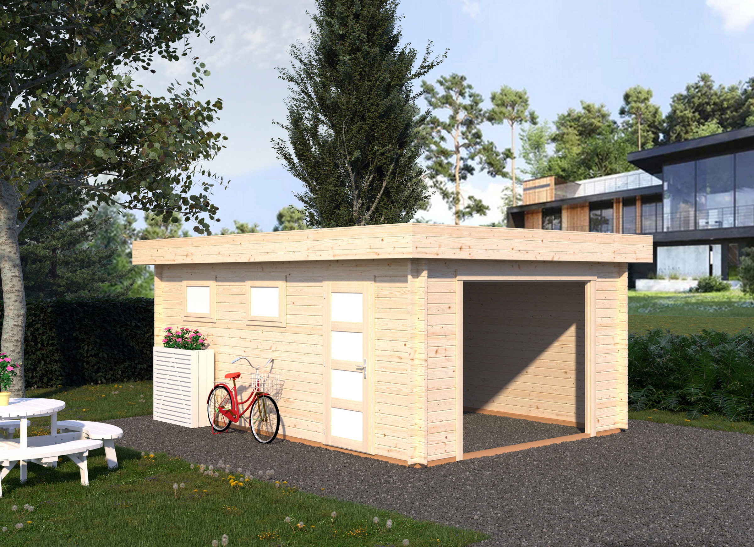 Palmako Garage »Rasmus«, BxTxH: 420x598x253 cm, ohne Tor, naturbelassen