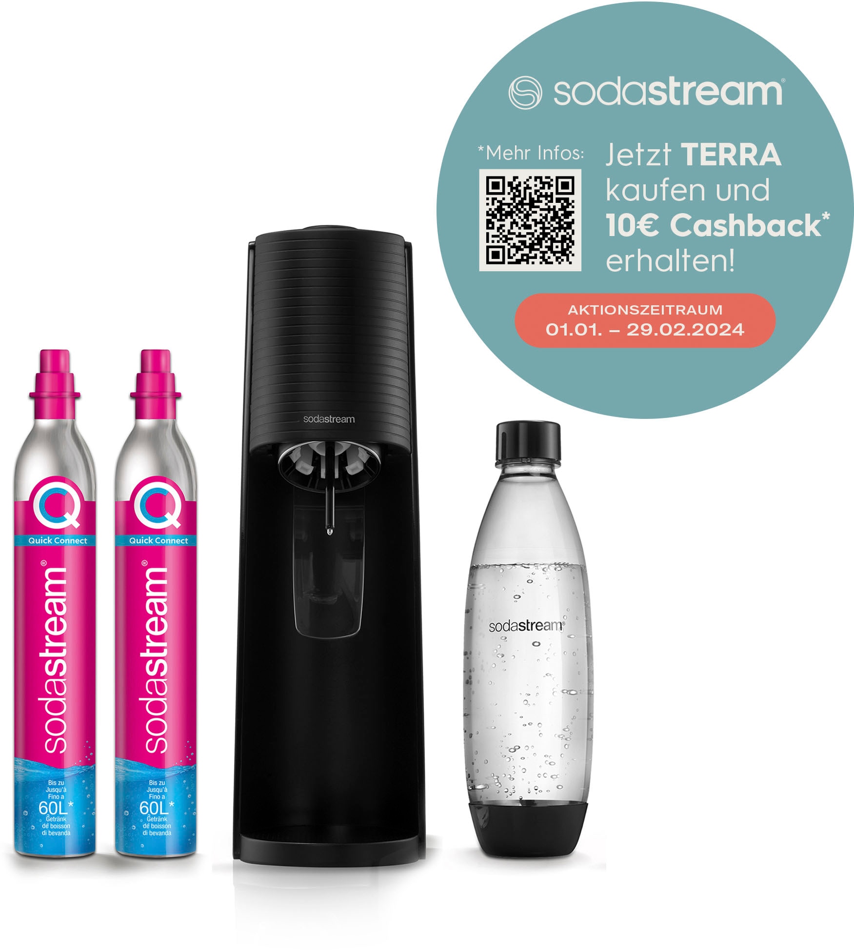 (Set, Kunststoff-Flasche Wassersprudler SodaStreamWassersprudler,CO2-Zylinder+ kaufen SodaStream Bundle«, online tlg.), »TERRA 1L 4