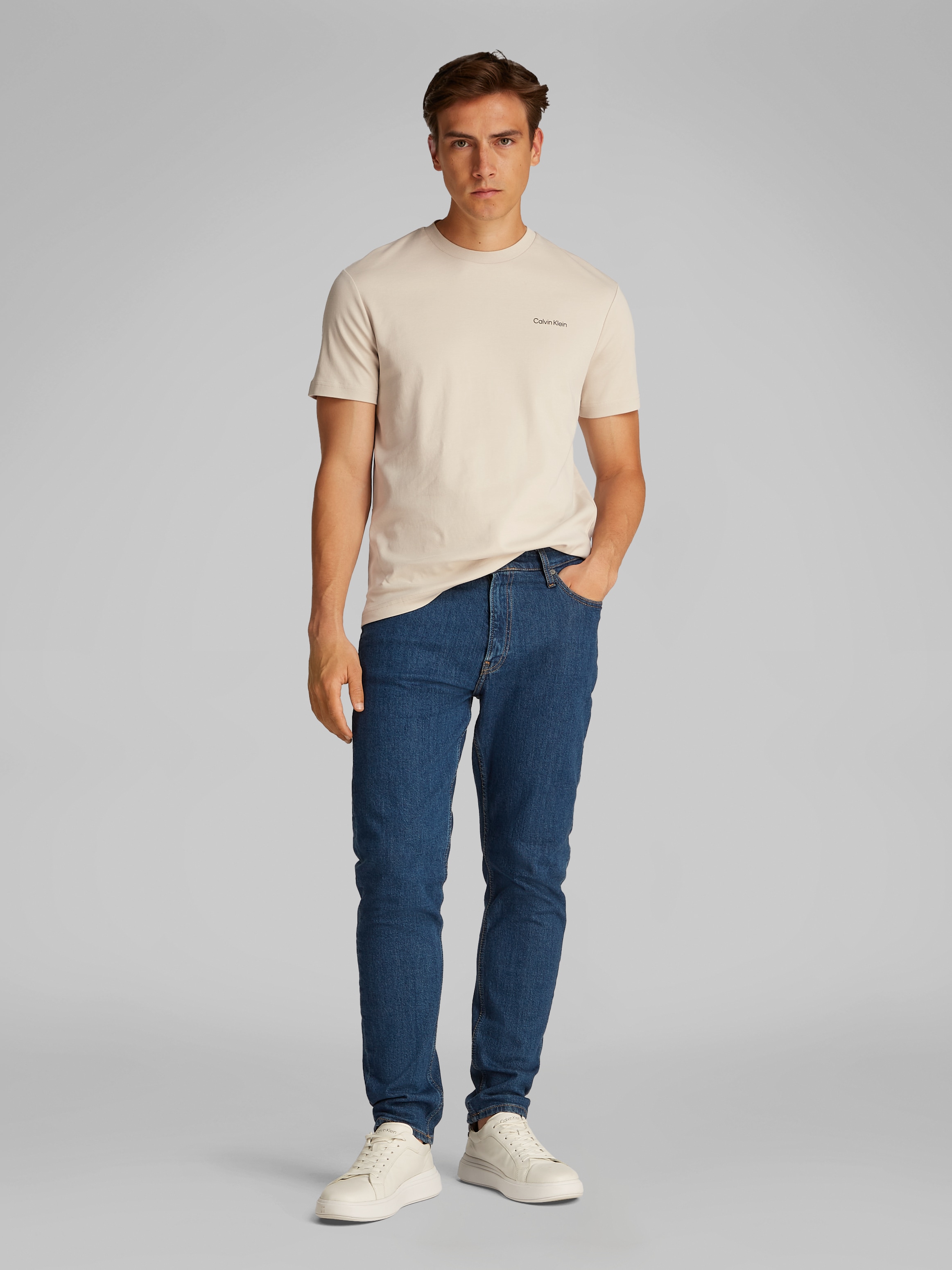 Calvin Klein T-Shirt »Micro Logo«, aus dickem Winterjersey, mit Logoprint
