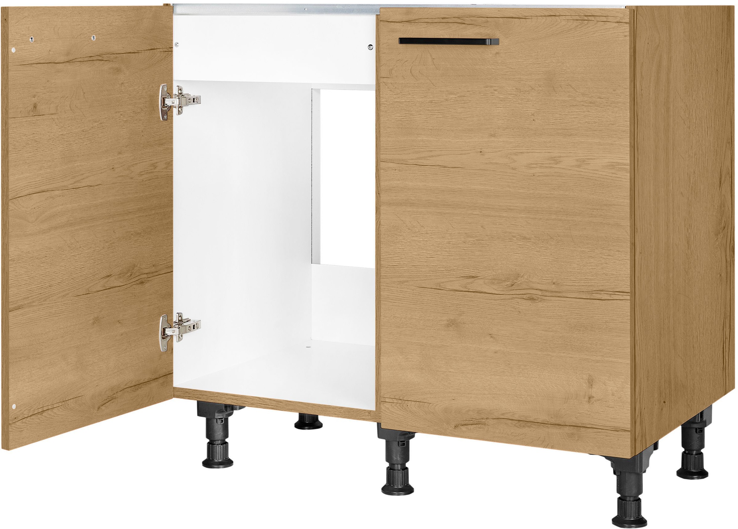 nobilia® Spülenschrank »"Structura", vormontiert, mit höhenverstellbaren Sockelfüßen,«, Breite 90 cm