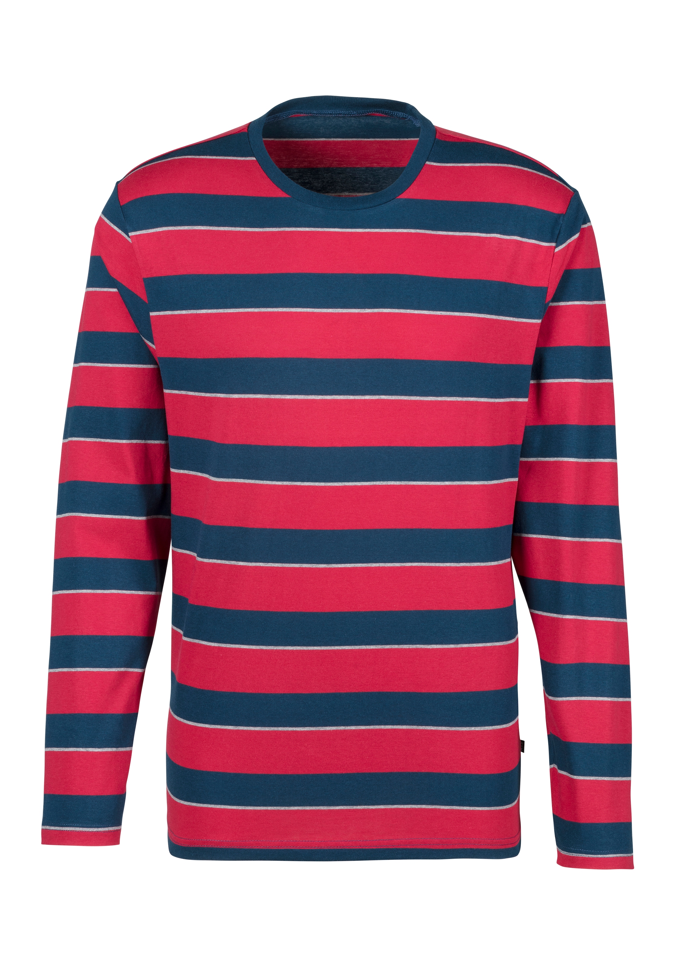 H.I.S Pyjama, (2 tlg., 1 Stück), Schlafanzug mit aufwendig gestreiftem Oberteil