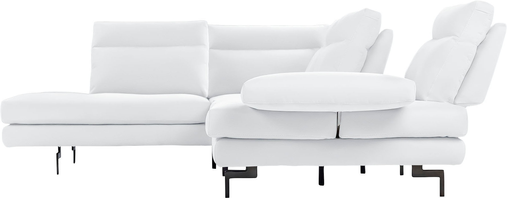 CALIA ITALIA Ecksofa »Toby Wing, L-Form, Designsofa mit sensationellem Sitzkomfort«, Sitztiefenverstellung, funktionale Ecke, Füße in schwarz matt